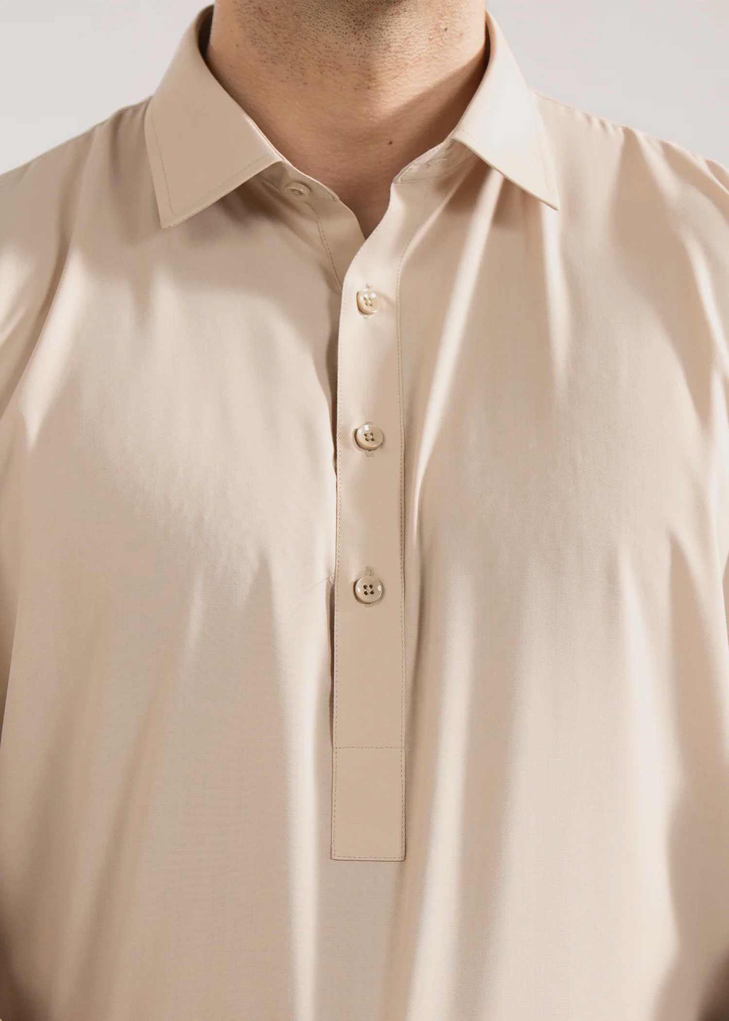 Shalwar Kameez - Cool Breeze Light Buff Plain - Image 2