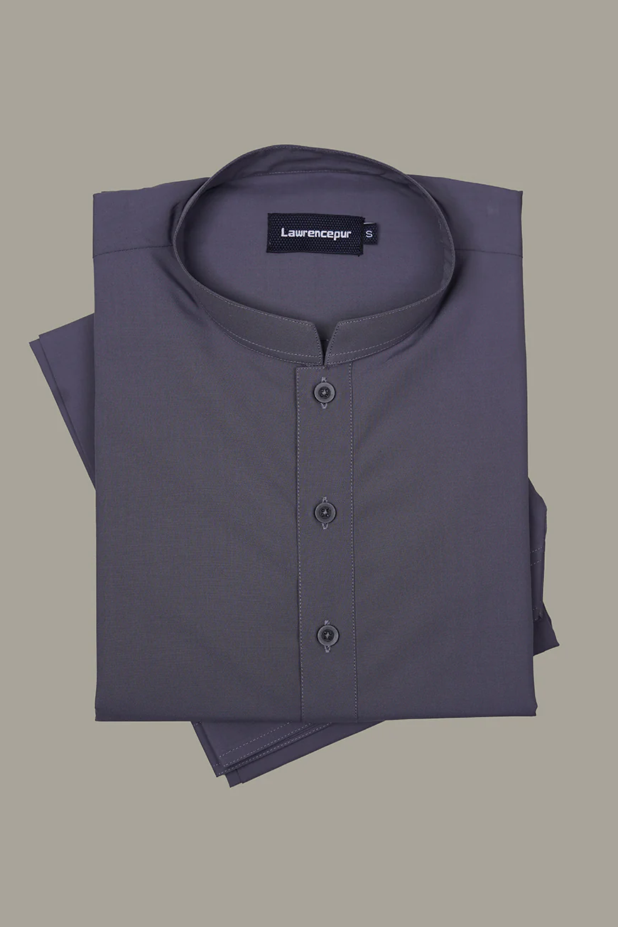 Grey Plain Delta Wash N Wear Shalwar Kameez - Image 5