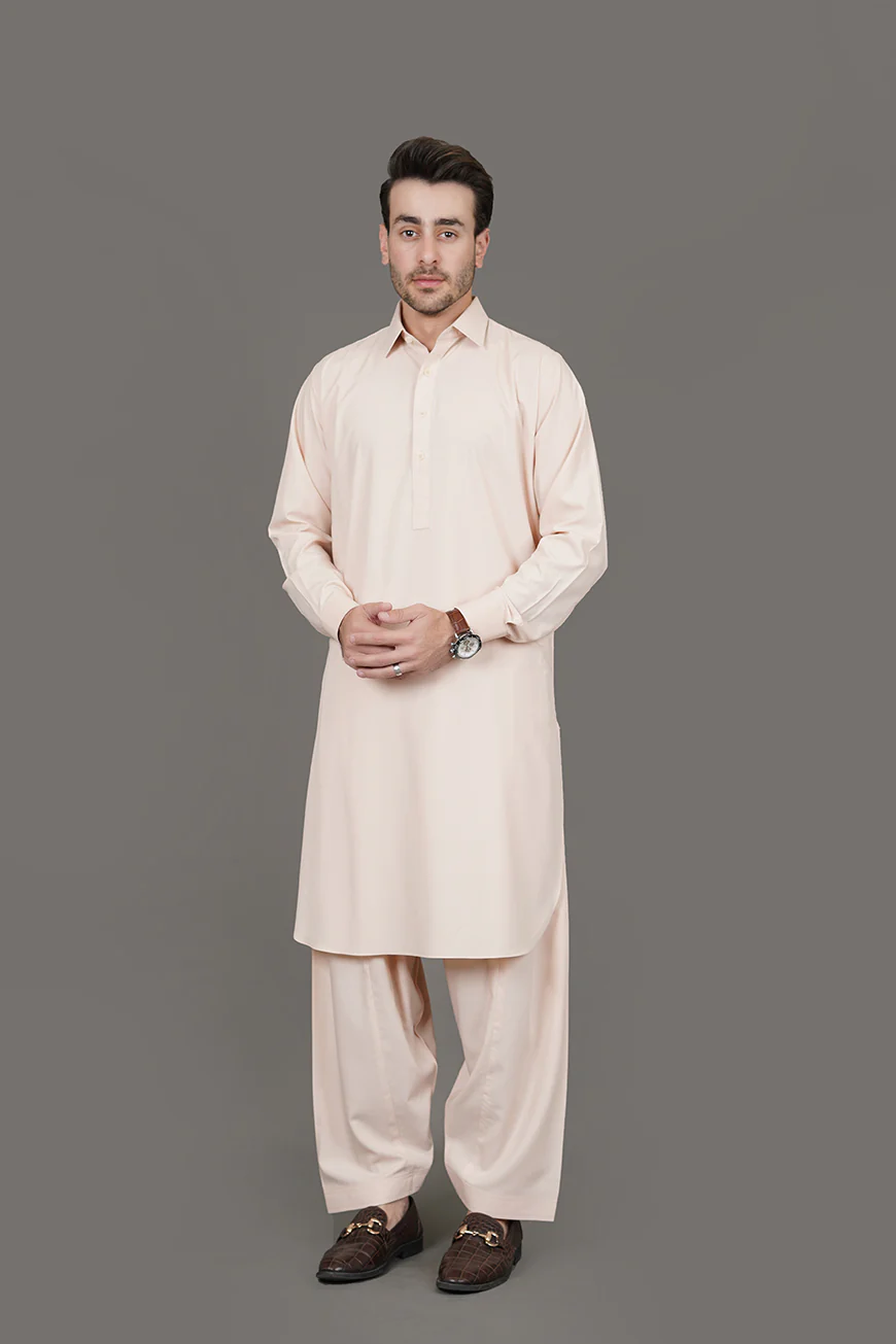 Peach Plain Delta Wash N Wear Shalwar Kameez