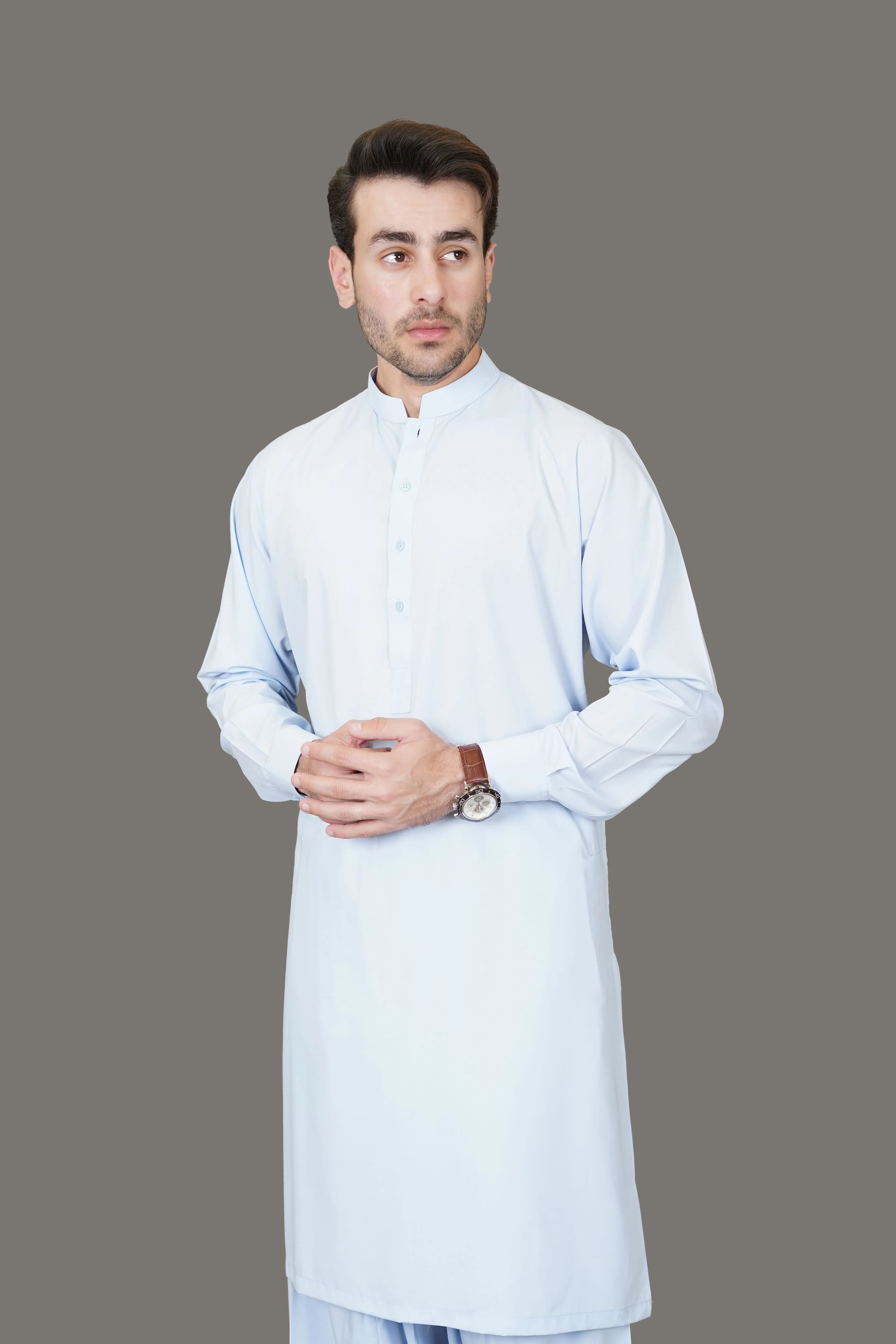 Sky Blue Plain Delta Wash N Wear Shalwar Kameez - Image 2