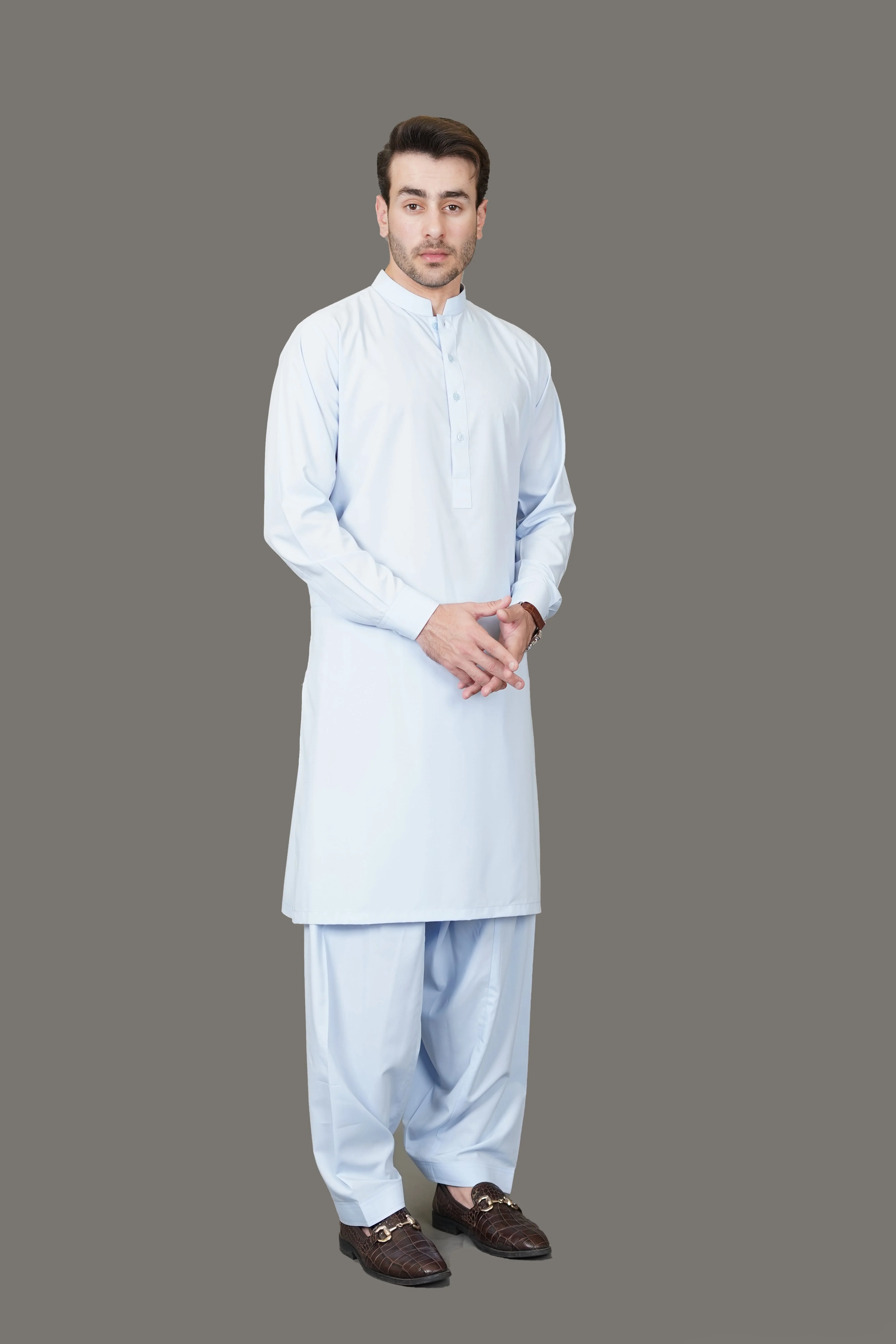 Sky Blue Plain Delta Wash N Wear Shalwar Kameez - Image 4