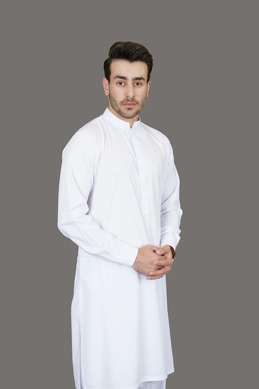 White Plain Delta Wash N Wear Shalwar Kameez - Image 2