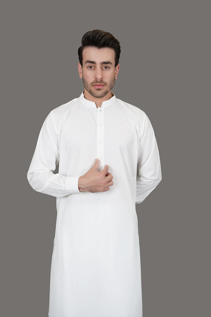 White Plain Delta Wash N Wear Shalwar Kameez - Image 3