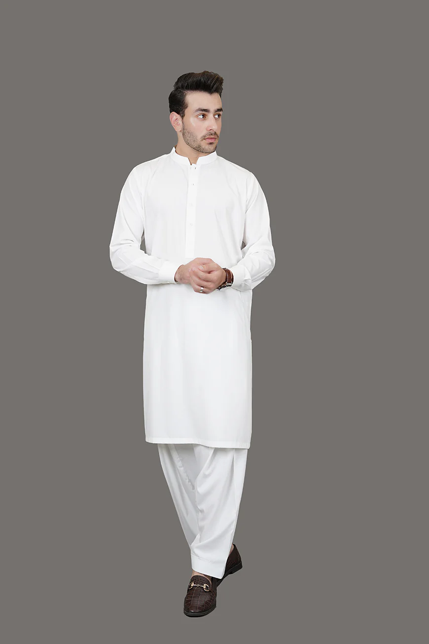 White Plain Delta Wash N Wear Shalwar Kameez - Image 4
