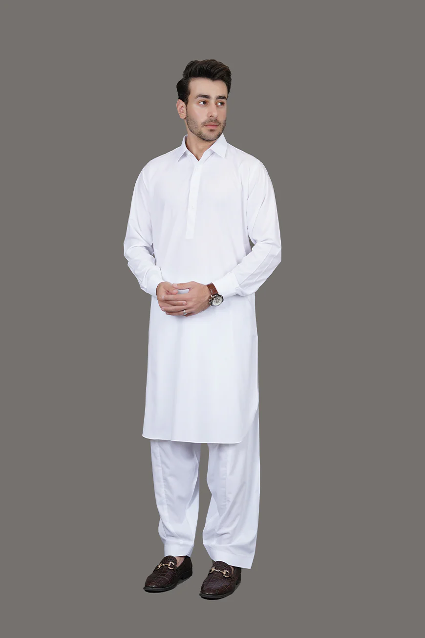 White Plain Delta Wash N Wear Shalwar Kameez - Image 3