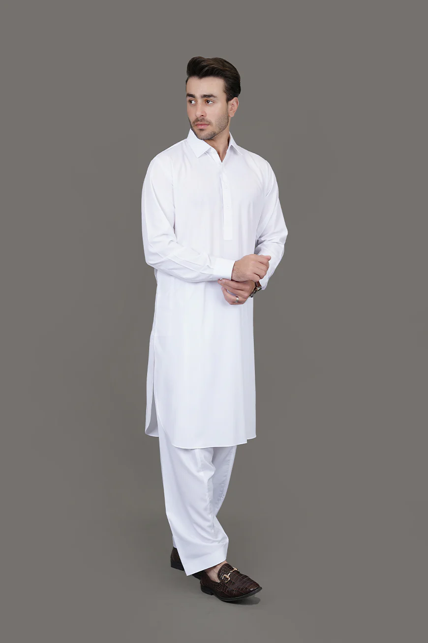White Plain Delta Wash N Wear Shalwar Kameez - Image 4