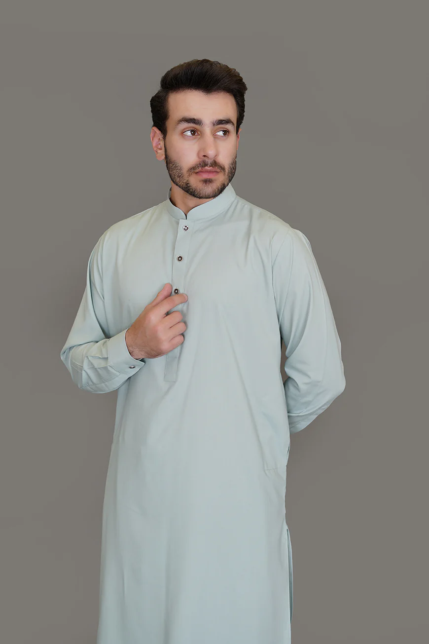 Grenada Light Green Plain, Wash N Wear Shalwar Kameez - Image 2