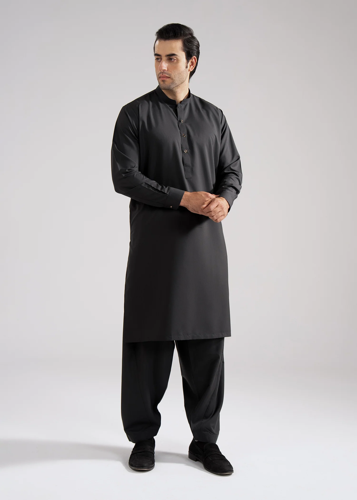 Shalwar Kameez - Hingol Charcoal Grey Plain