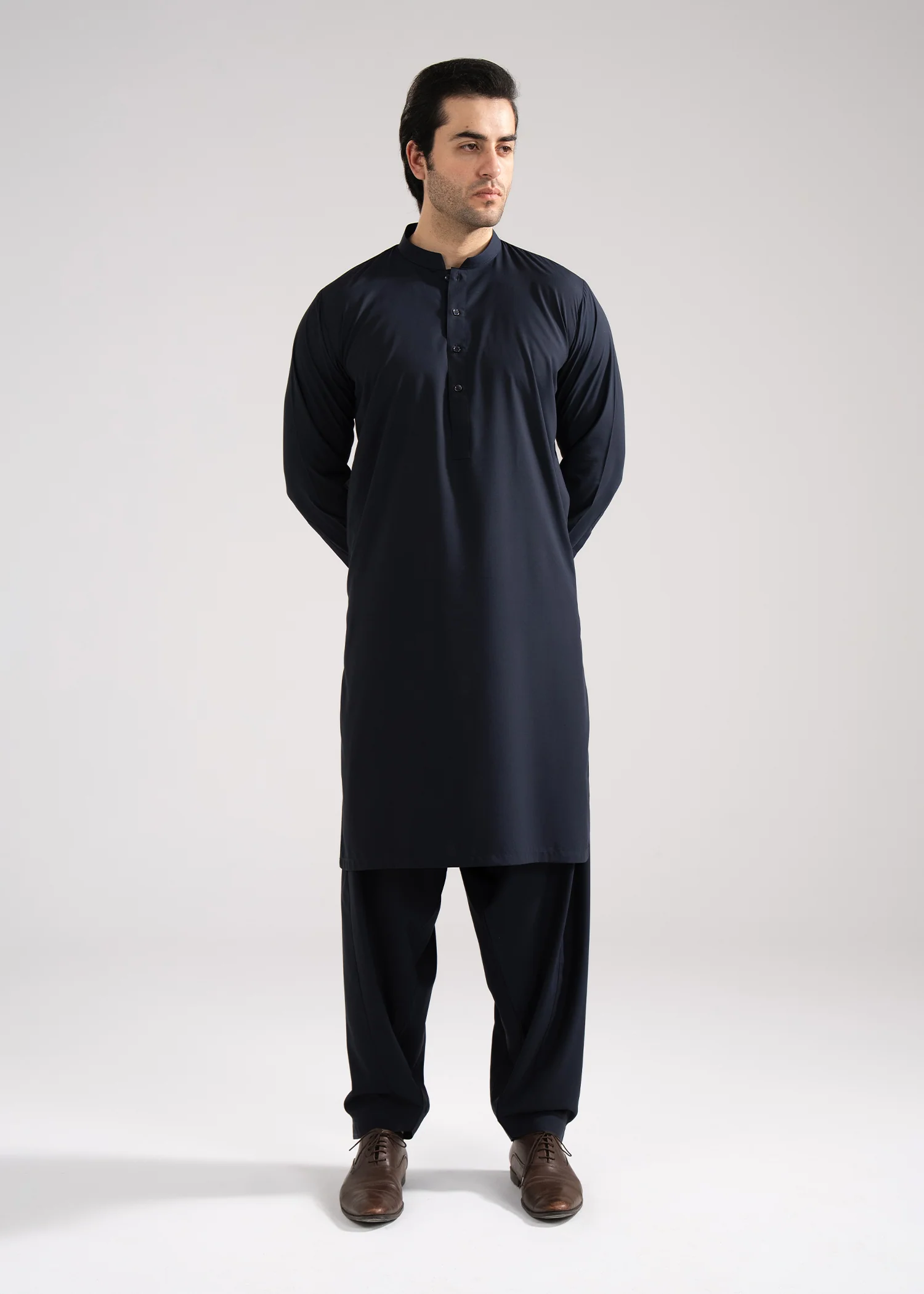 Shalwar Kameez - Hingol Navy Blue Plain