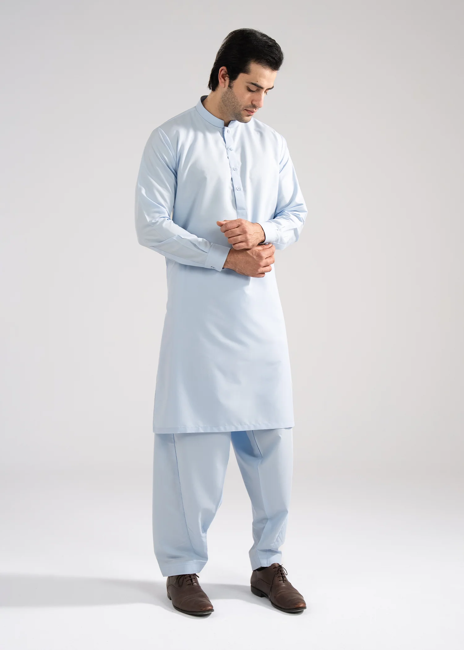 Shalwar Kameez - Hingol Sky Blue Plain - Image 3