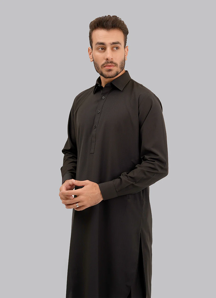 Shalwar Kameez - Kashghar Black Textured - Image 2