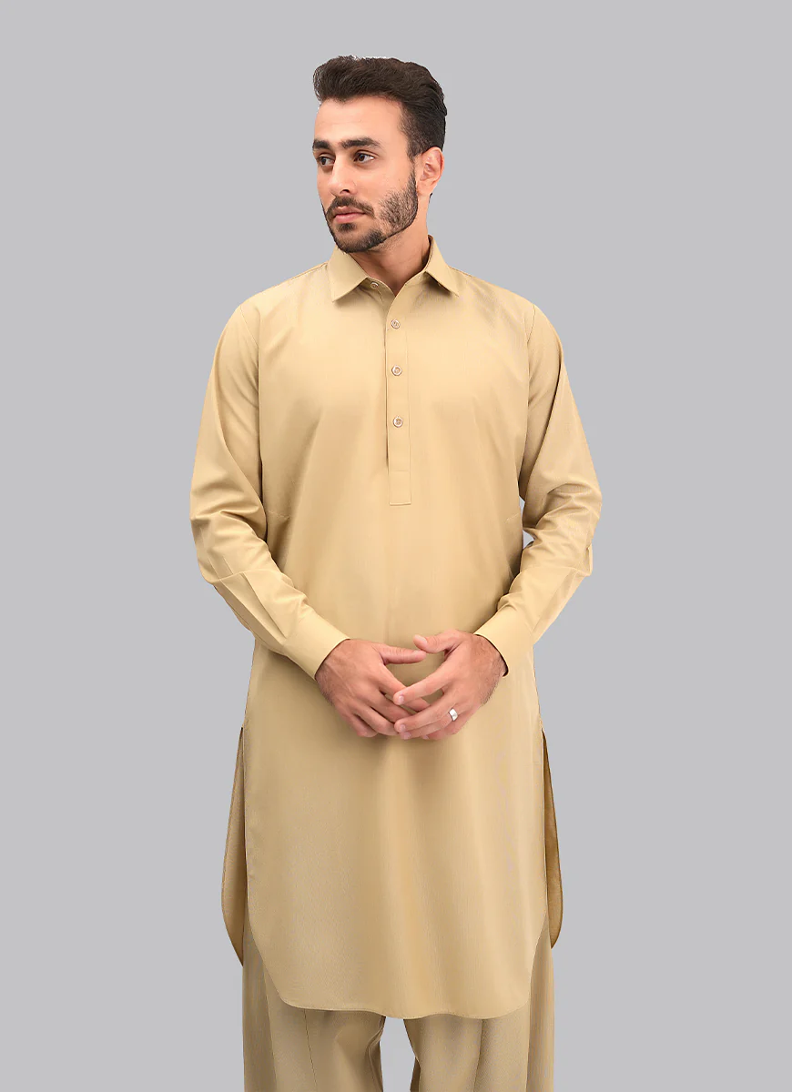 Shalwar Kameez - Kashghar Khaki Textured - Image 2