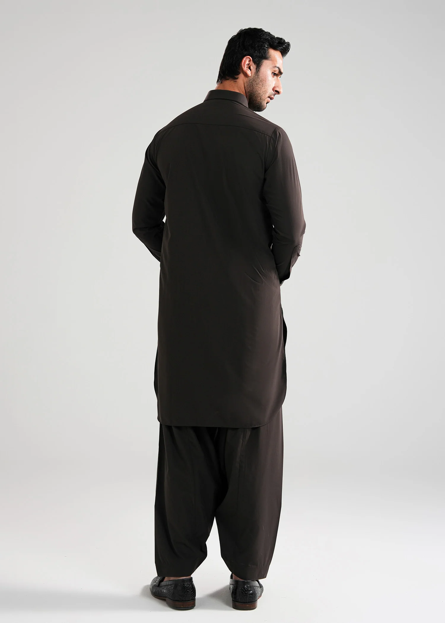 Bistre Brown Kunhaar Summer Wash & Wear Shalwar Kameez - Image 5