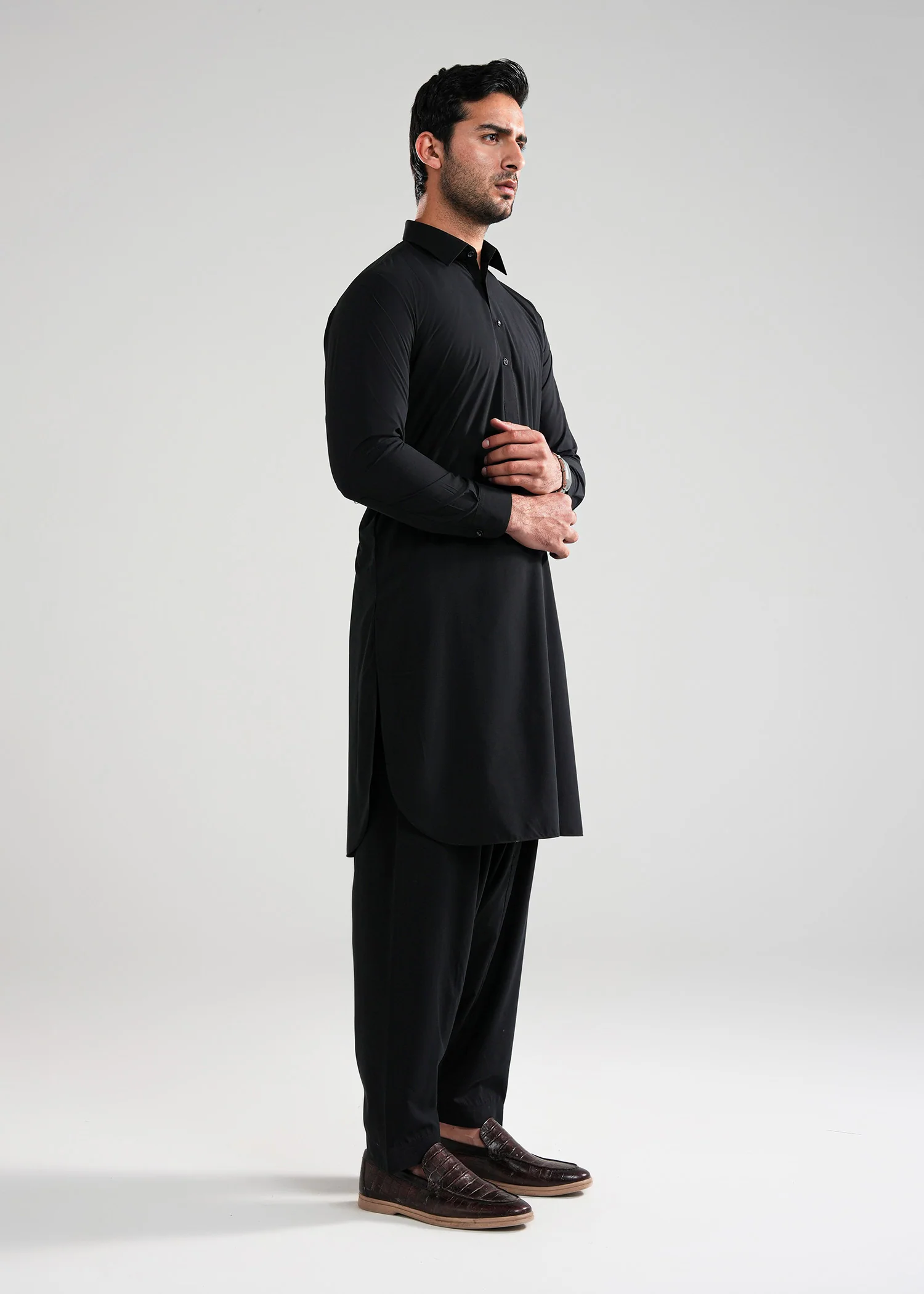 Black Kunhaar Summer Wash & Wear Shalwar Kameez - Image 4