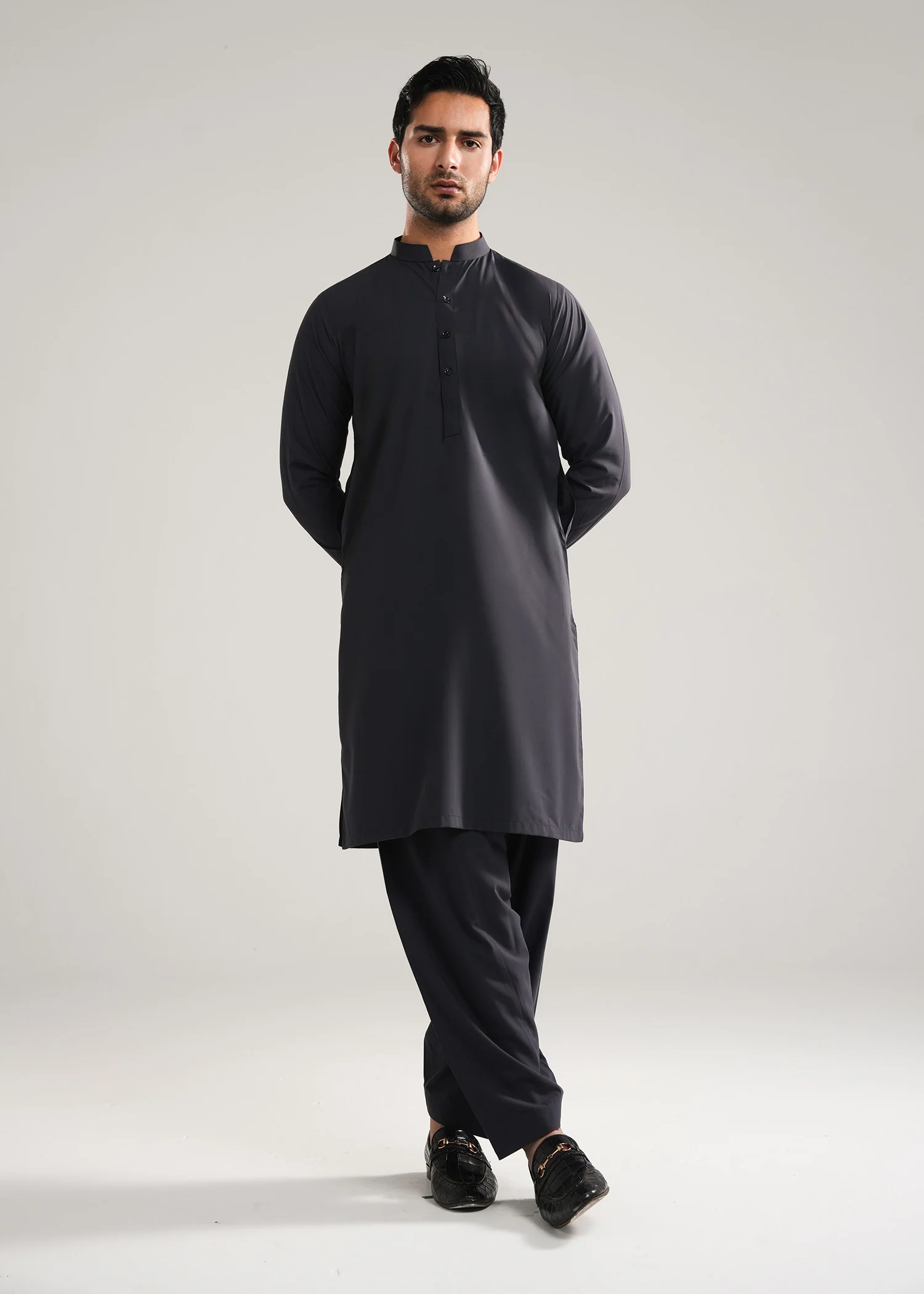 Dark Slate Kunhaar Summer Wash & Wear Shalwar Kameez
