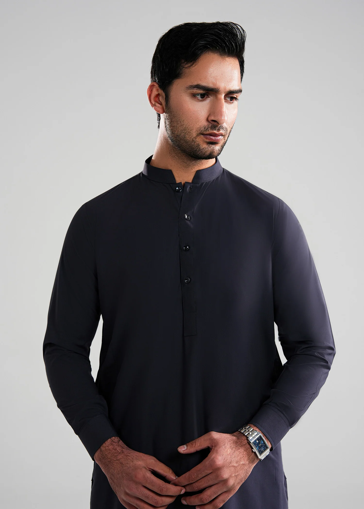 Dark Slate Kunhaar Summer Wash & Wear Shalwar Kameez - Image 3