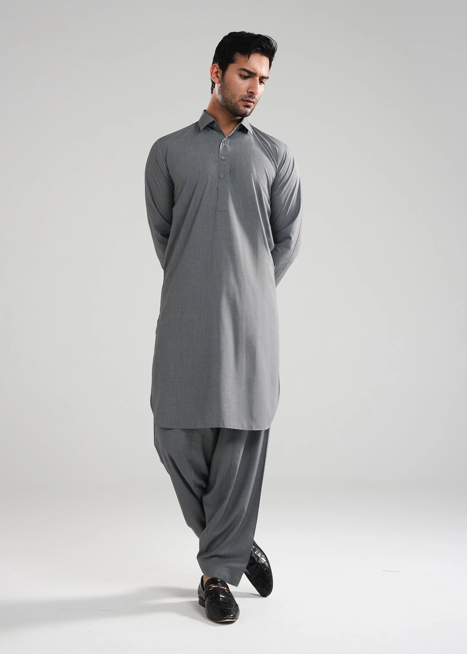 Grey Kunhaar Summer Wash & Wear Shalwar Kameez