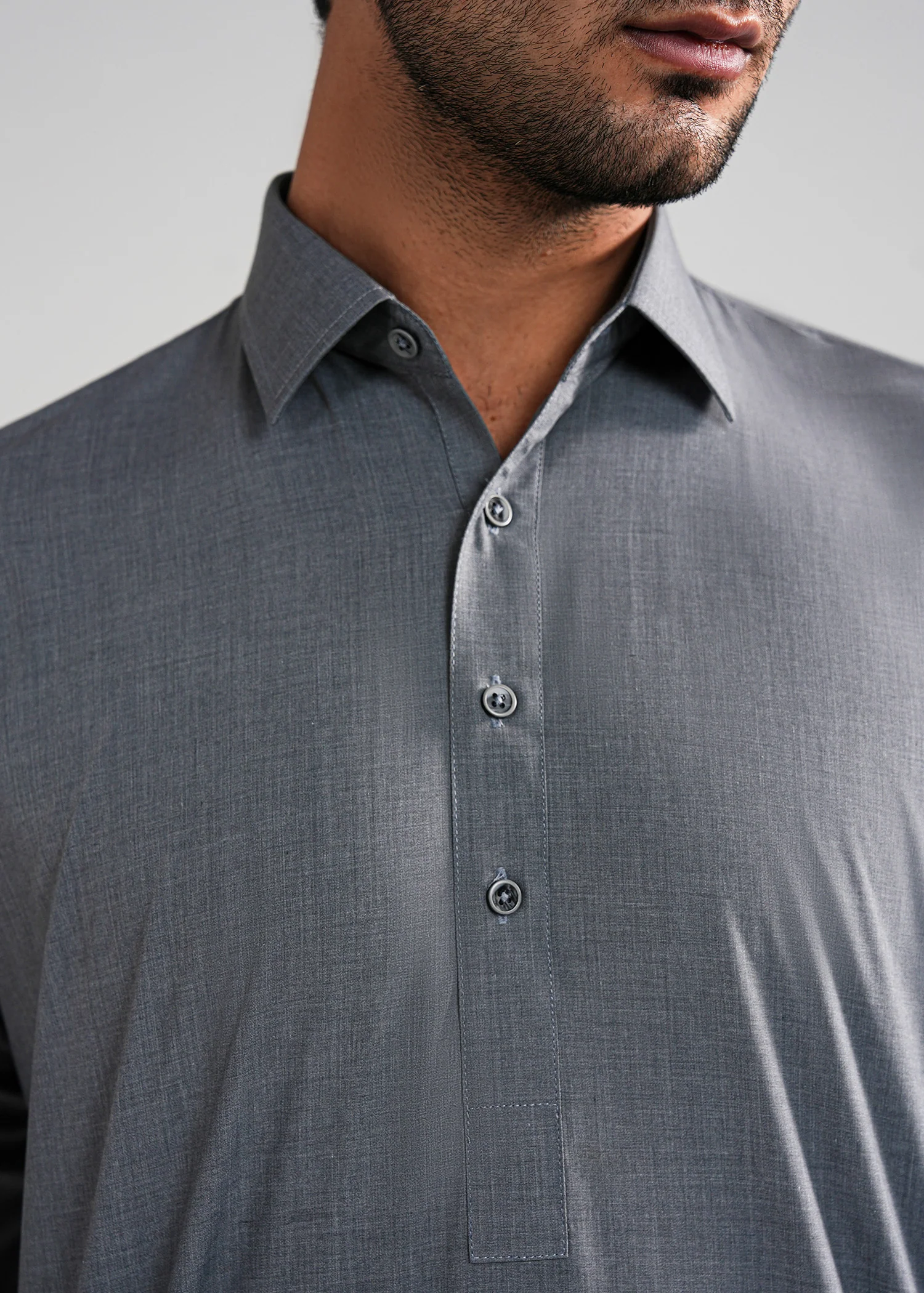 Grey Kunhaar Summer Wash & Wear Shalwar Kameez - Image 3