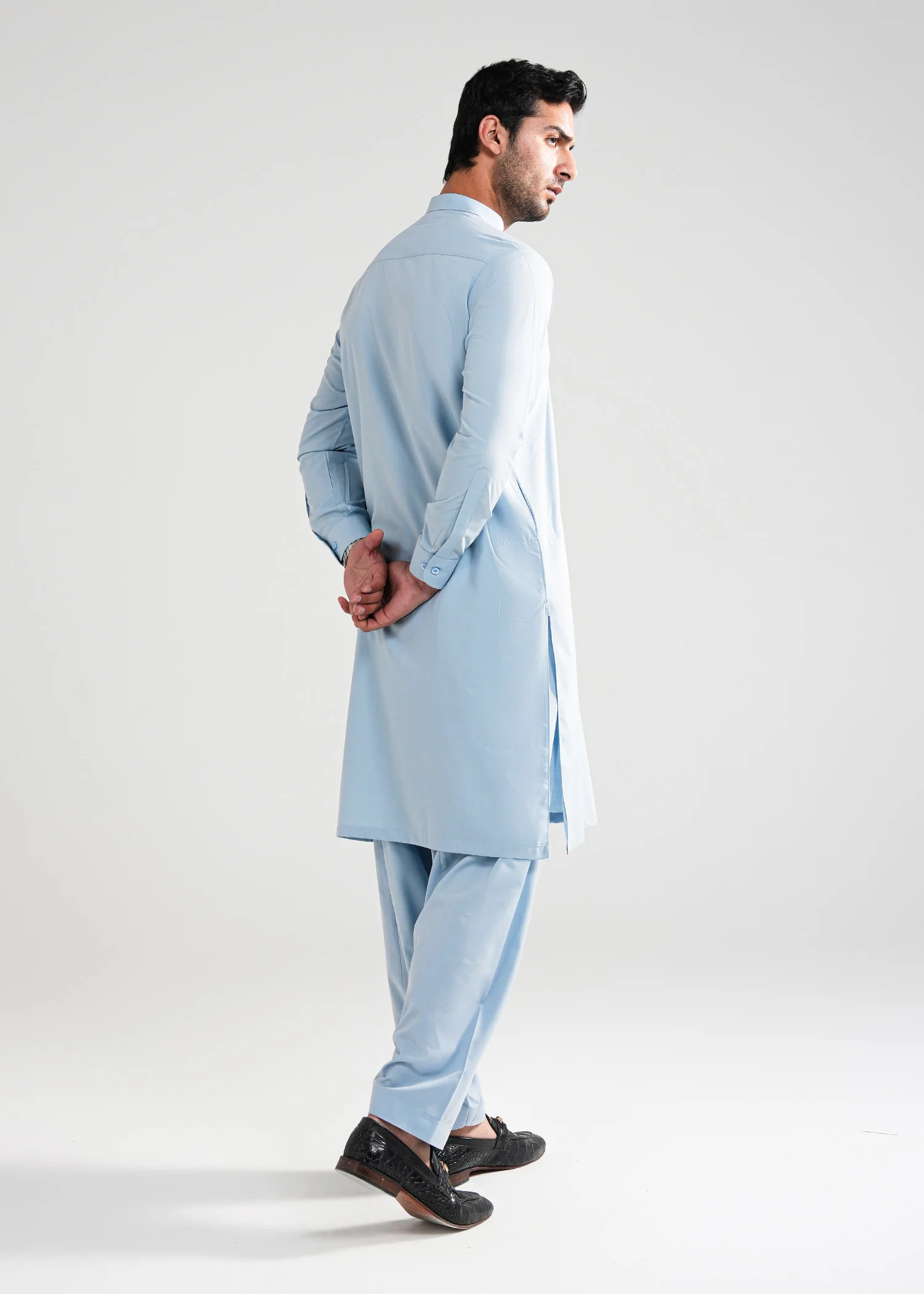 Light Blue Kunhaar Summer Wash & Wear Shalwar Kameez - Image 6