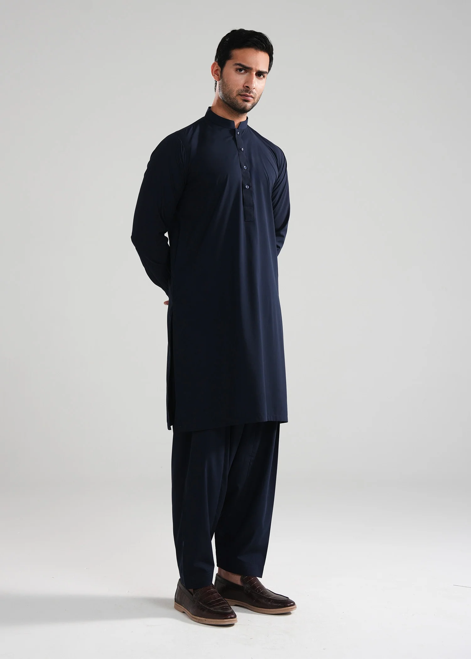 Navy Blue Kunhaar Summer Wash & Wear Shalwar Kameez
