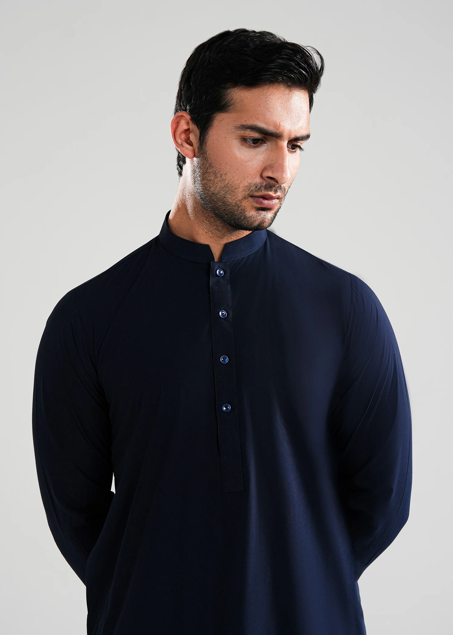 Navy Blue Kunhaar Summer Wash & Wear Shalwar Kameez - Image 2