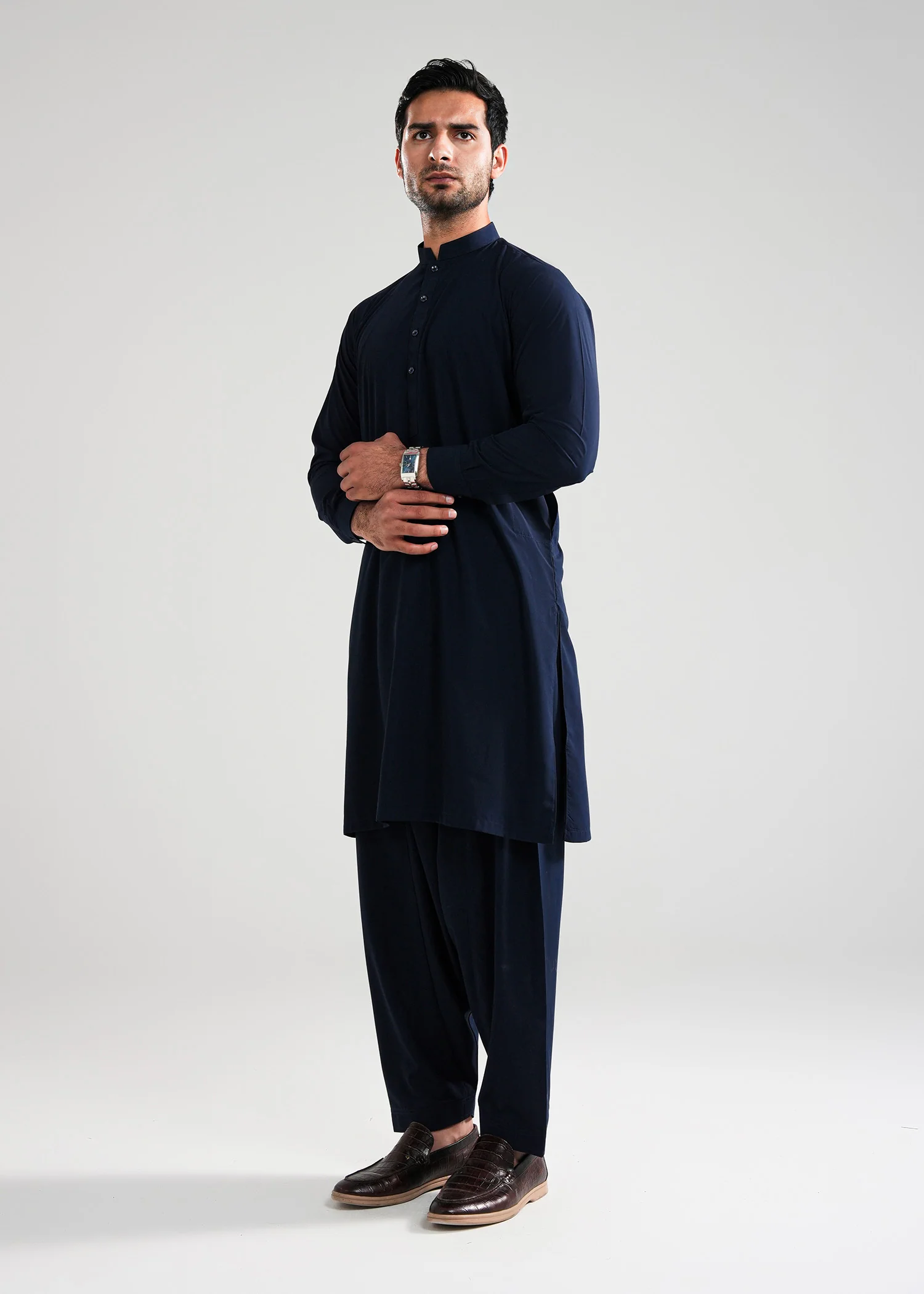 Navy Blue Kunhaar Summer Wash & Wear Shalwar Kameez - Image 3