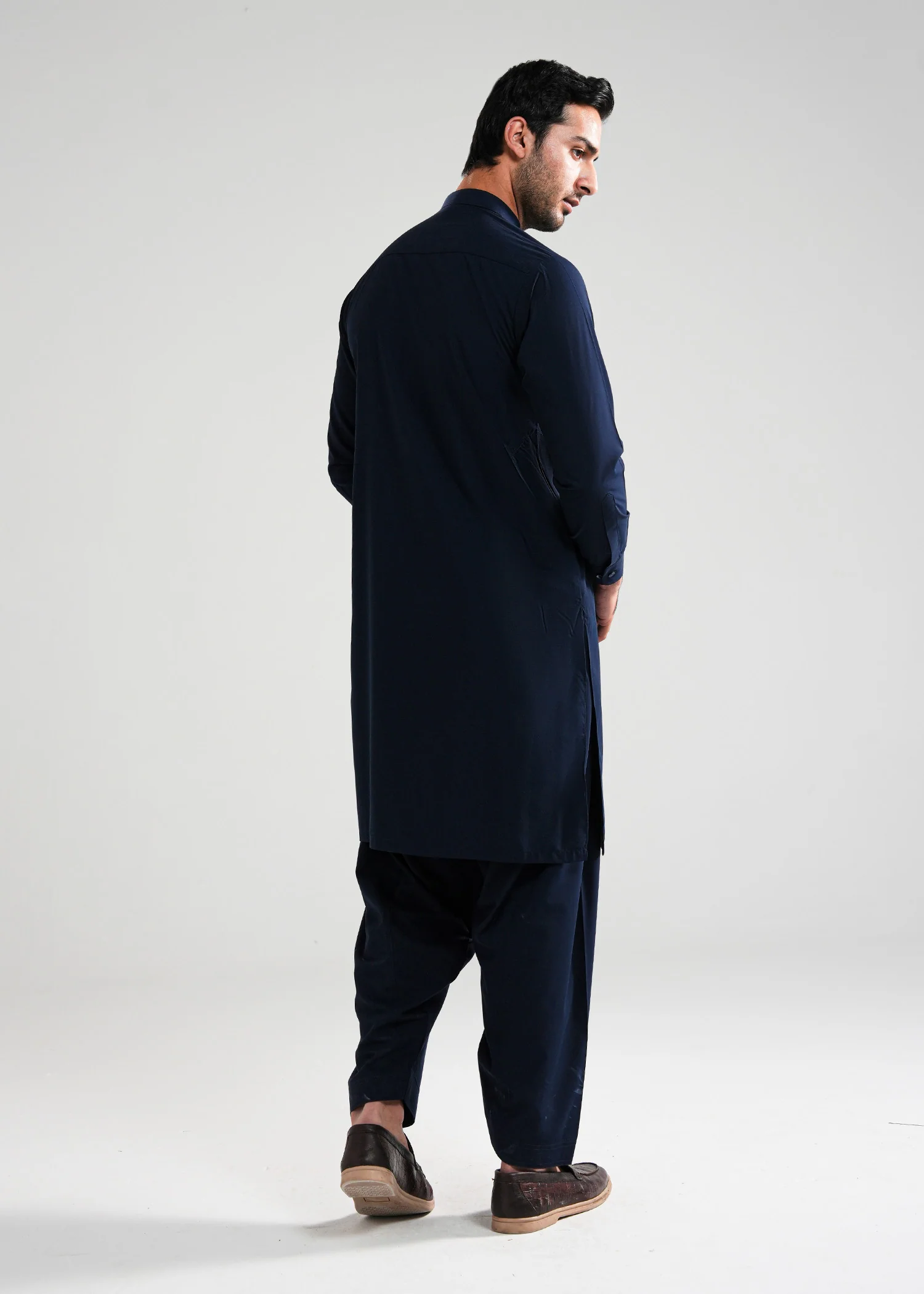 Navy Blue Kunhaar Summer Wash & Wear Shalwar Kameez - Image 5