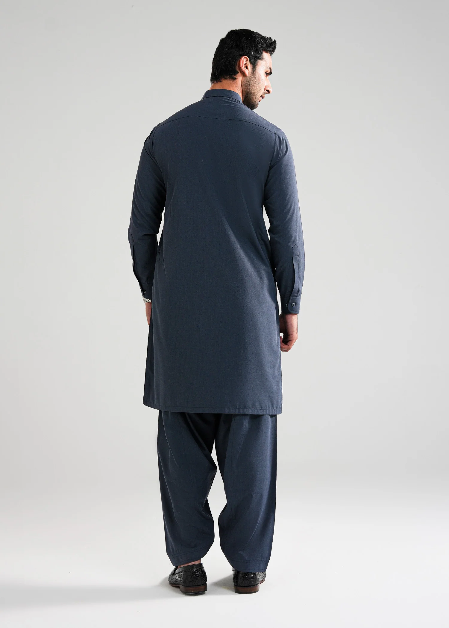 Slate Grey Melange Kunhaar Summer Wash & Wear Shalwar Kameez - Image 5