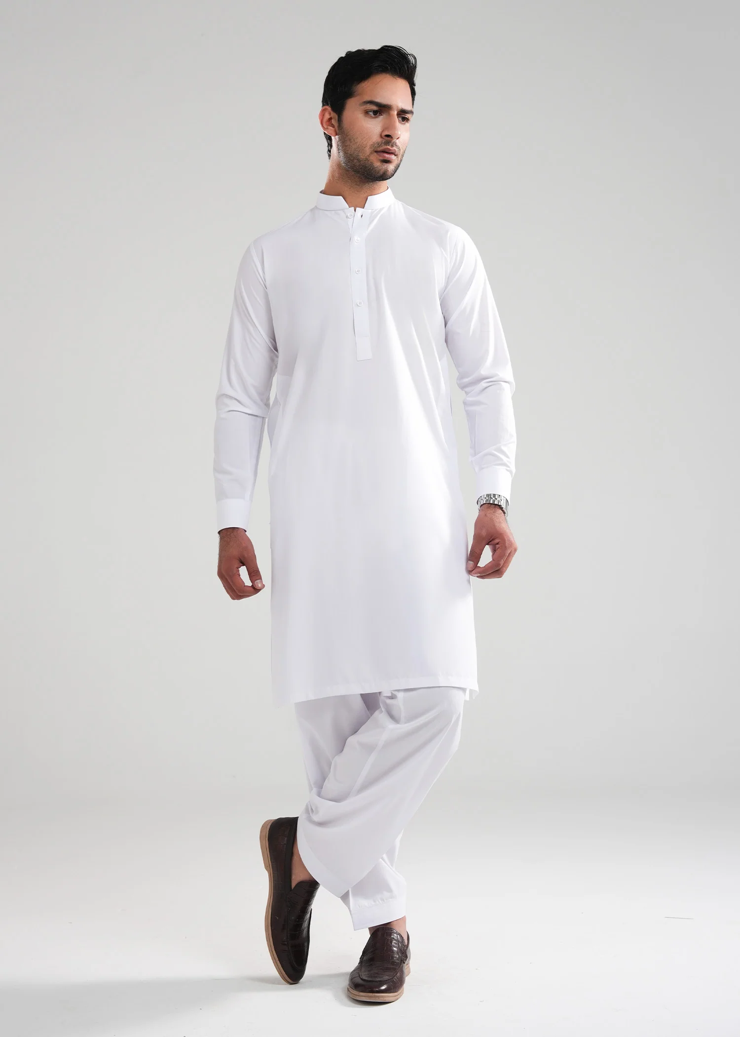 White Kunhaar Summer Wash & Wear Shalwar Kameez