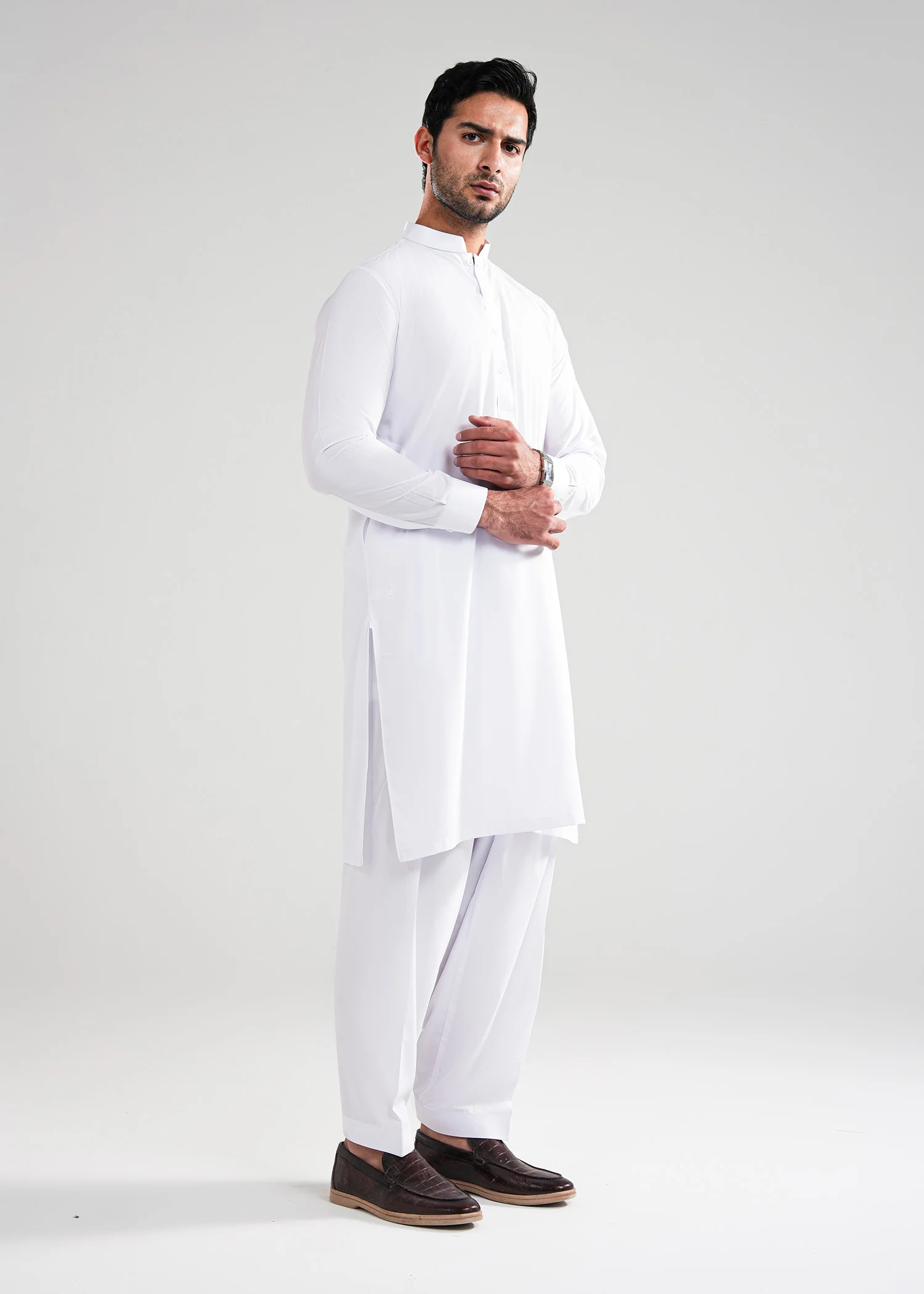 White Kunhaar Summer Wash & Wear Shalwar Kameez - Image 3