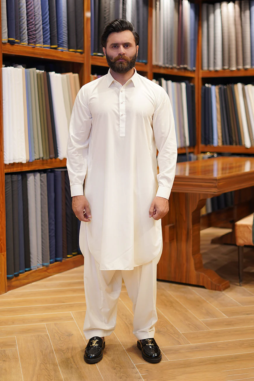 White Kunhaar Summer Wash & Wear Shalwar Kameez - Image 2