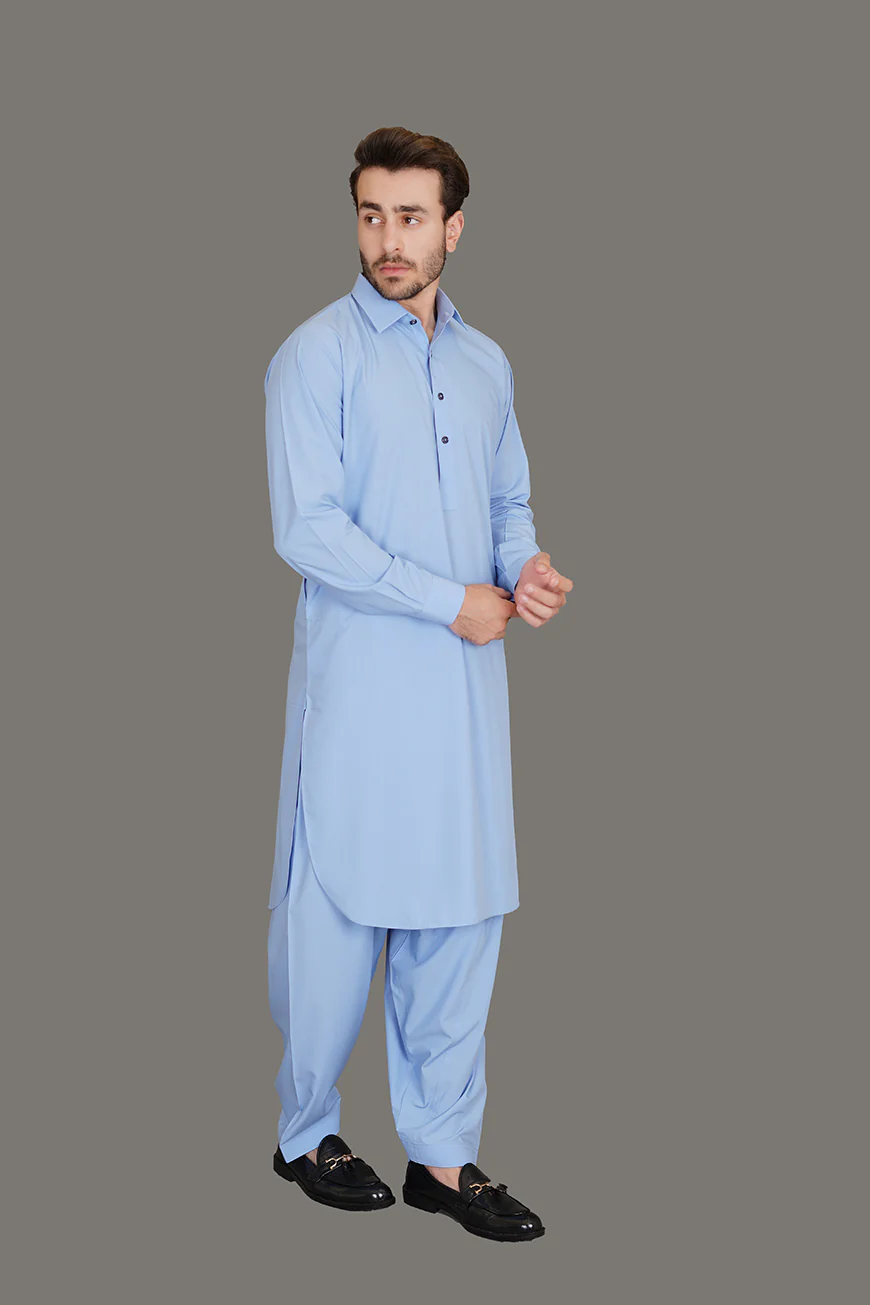 Sky Blue Saltoro Summer Wash & Wear Shalwar Kameez - Image 4