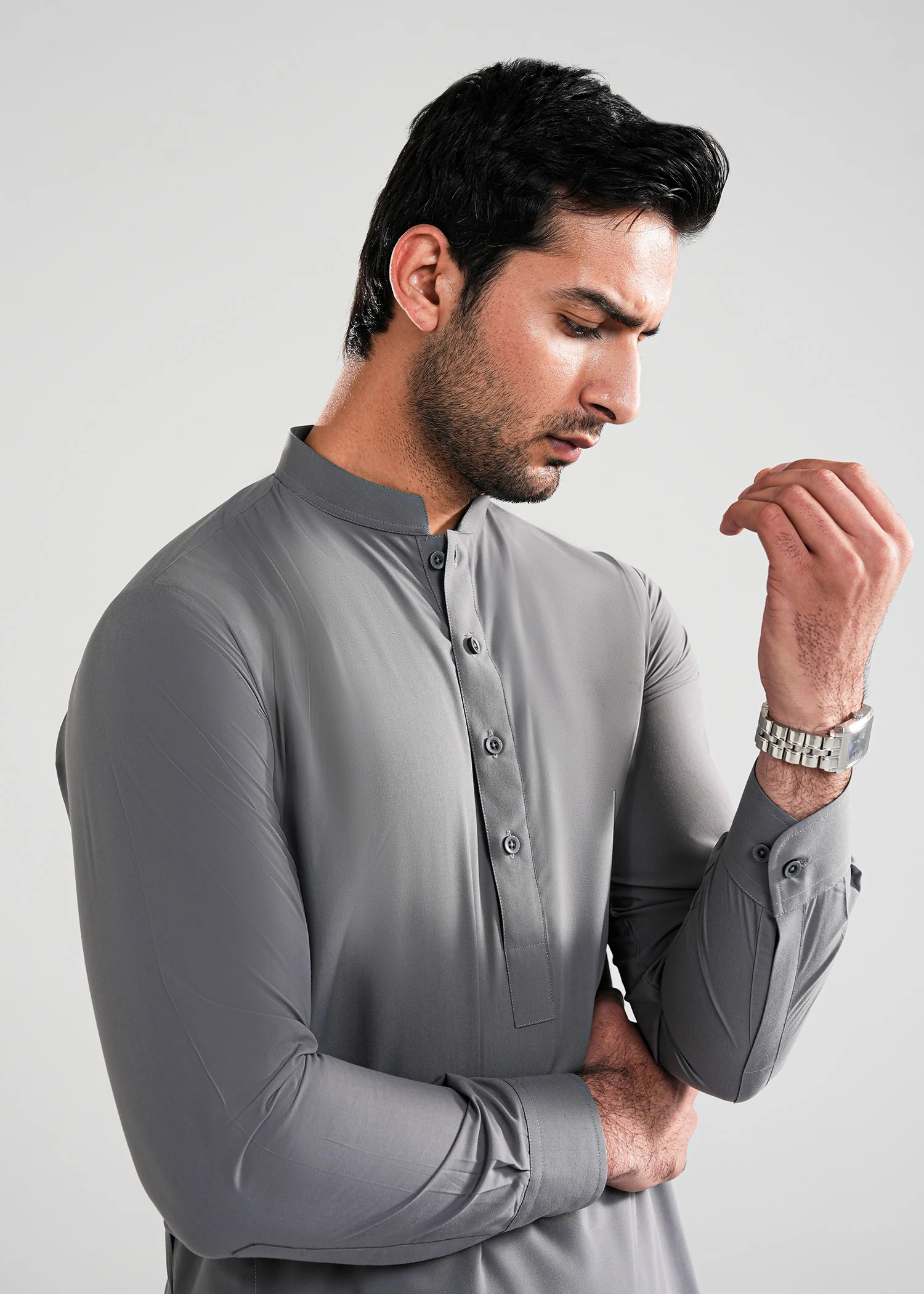 Light grey Saltoro Summer Wash & Wear Shalwar Kameez - Image 2