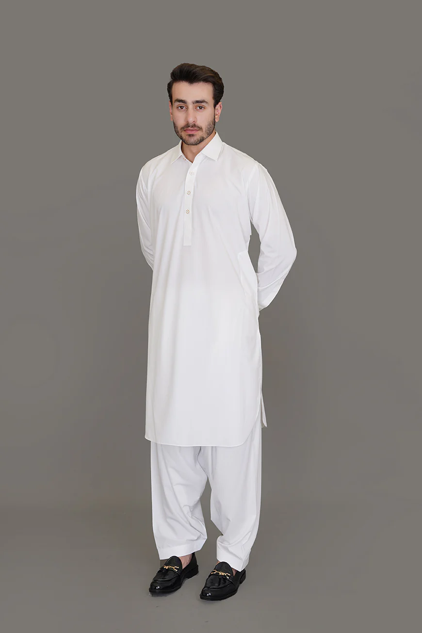 Off White Saltoro Summer Wash & Wear Shalwar Kameez - Image 3