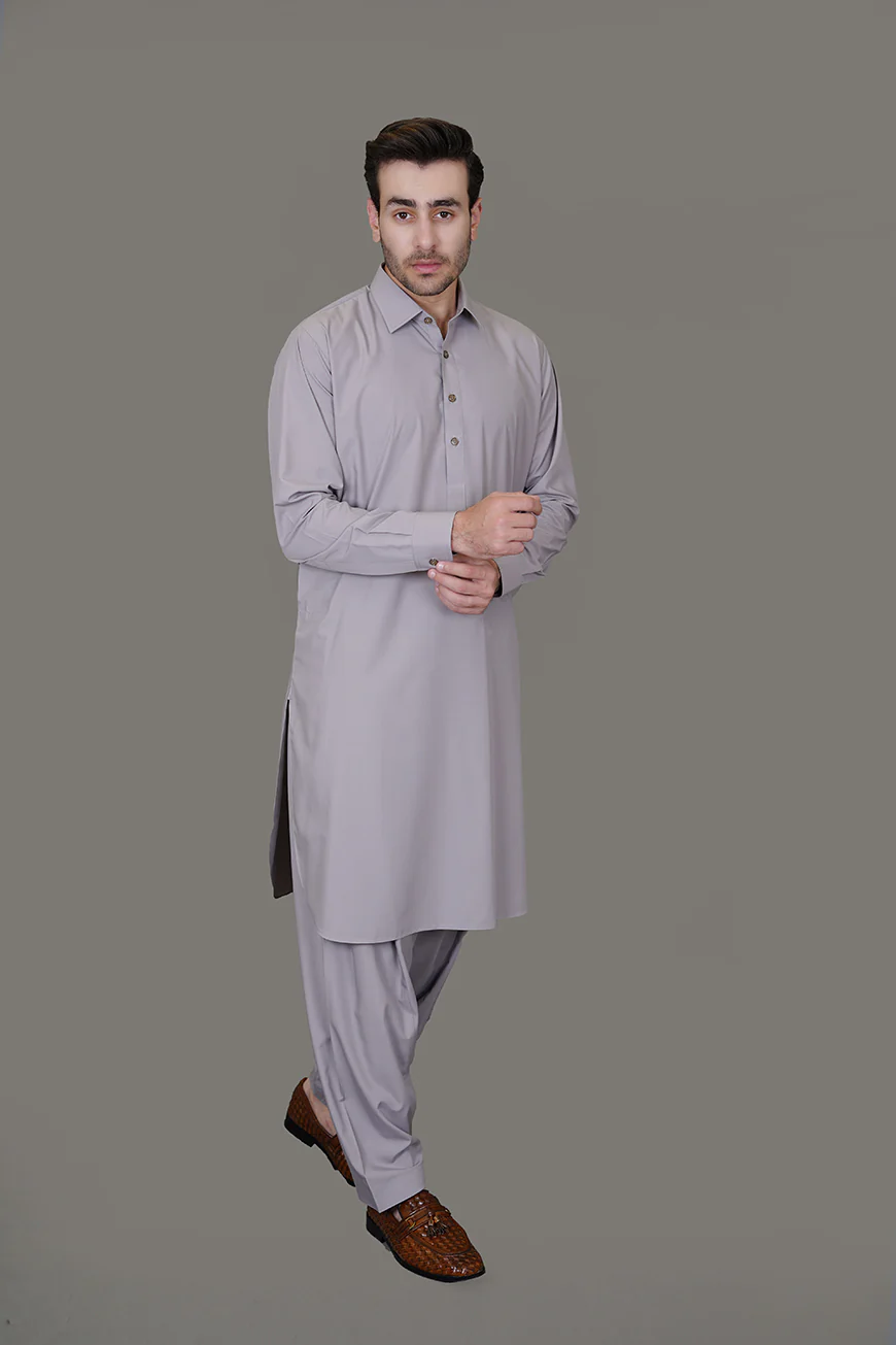 Sand tan Saltoro Summer Wash & Wear Shalwar Kameez - Image 4