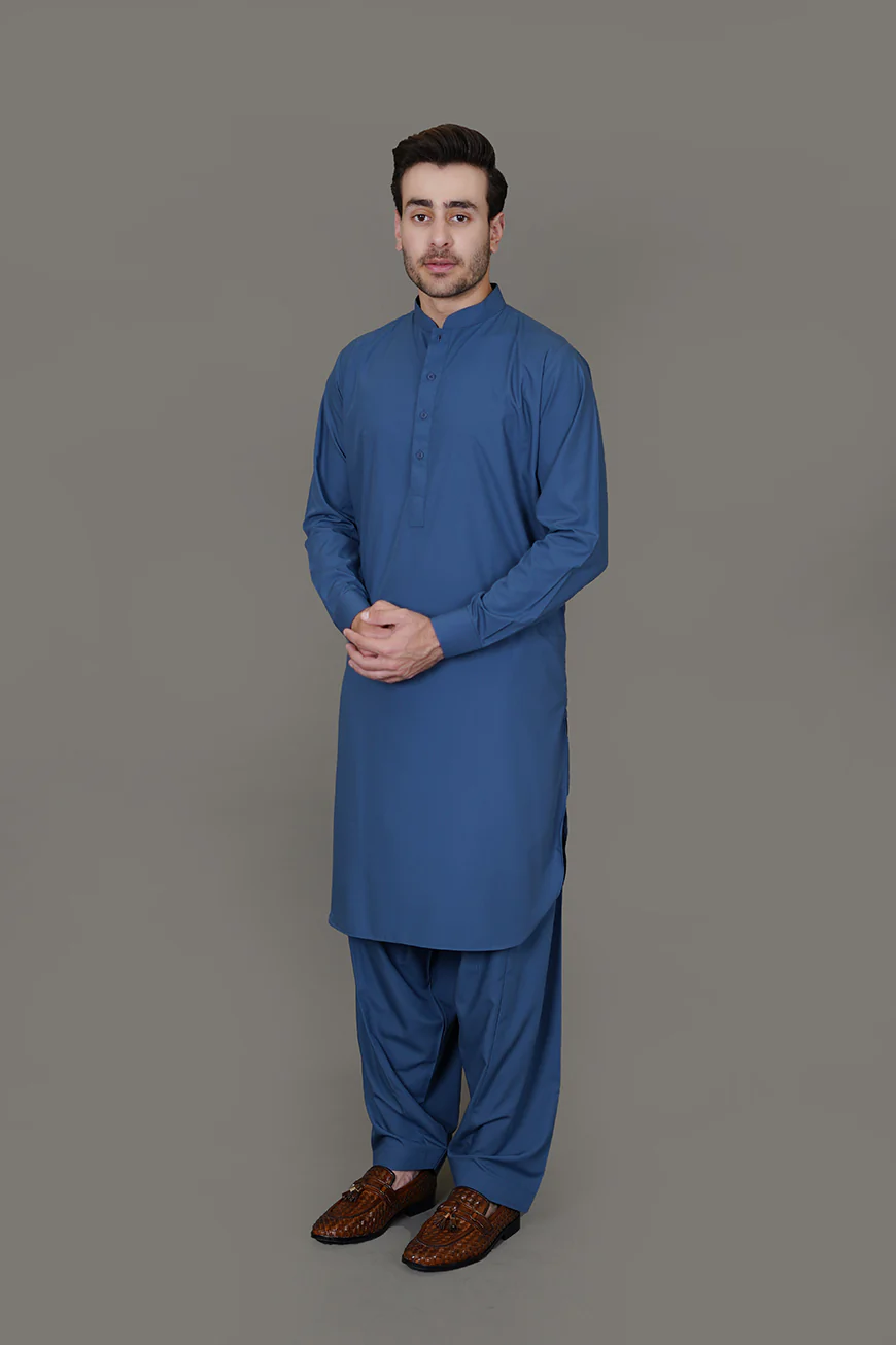 Steel Blue Saltoro Summer Wash & Wear Shalwar Kameez
