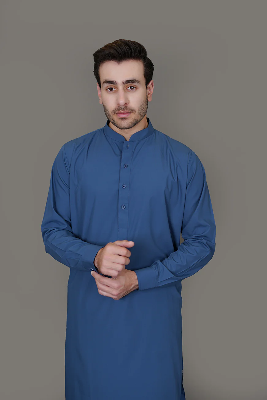 Steel Blue Saltoro Summer Wash & Wear Shalwar Kameez - Image 2