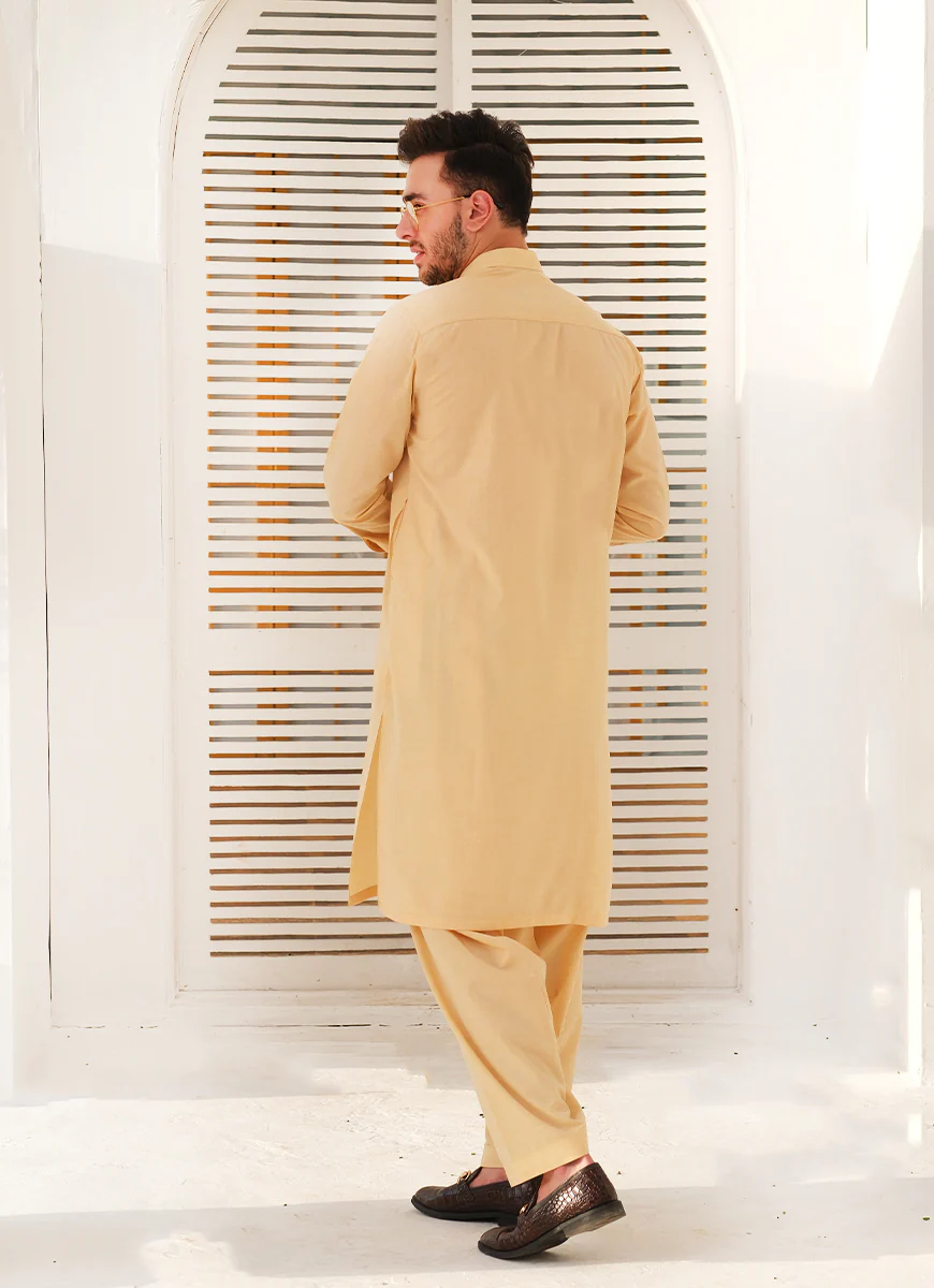 Samarkand Beige Melange Shalwar Kameez - Image 2