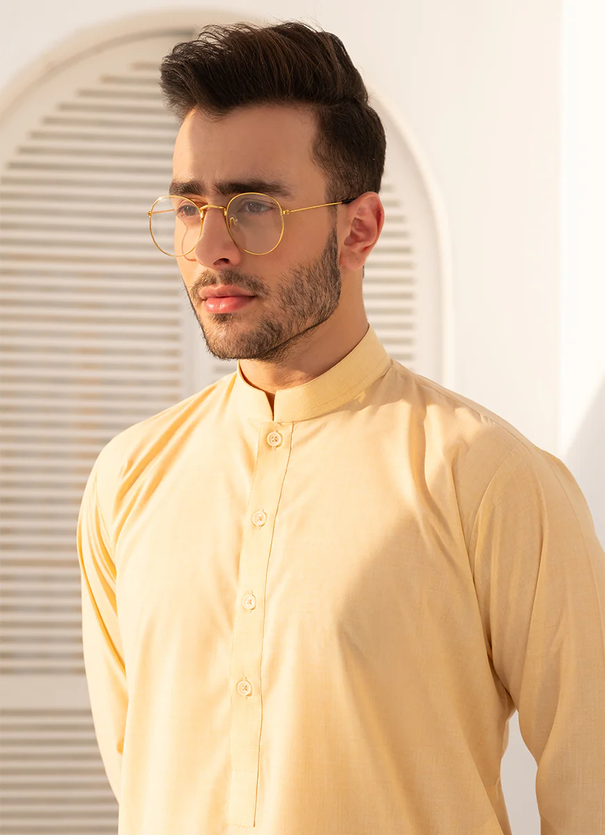Samarkand Beige Melange Shalwar Kameez - Image 3