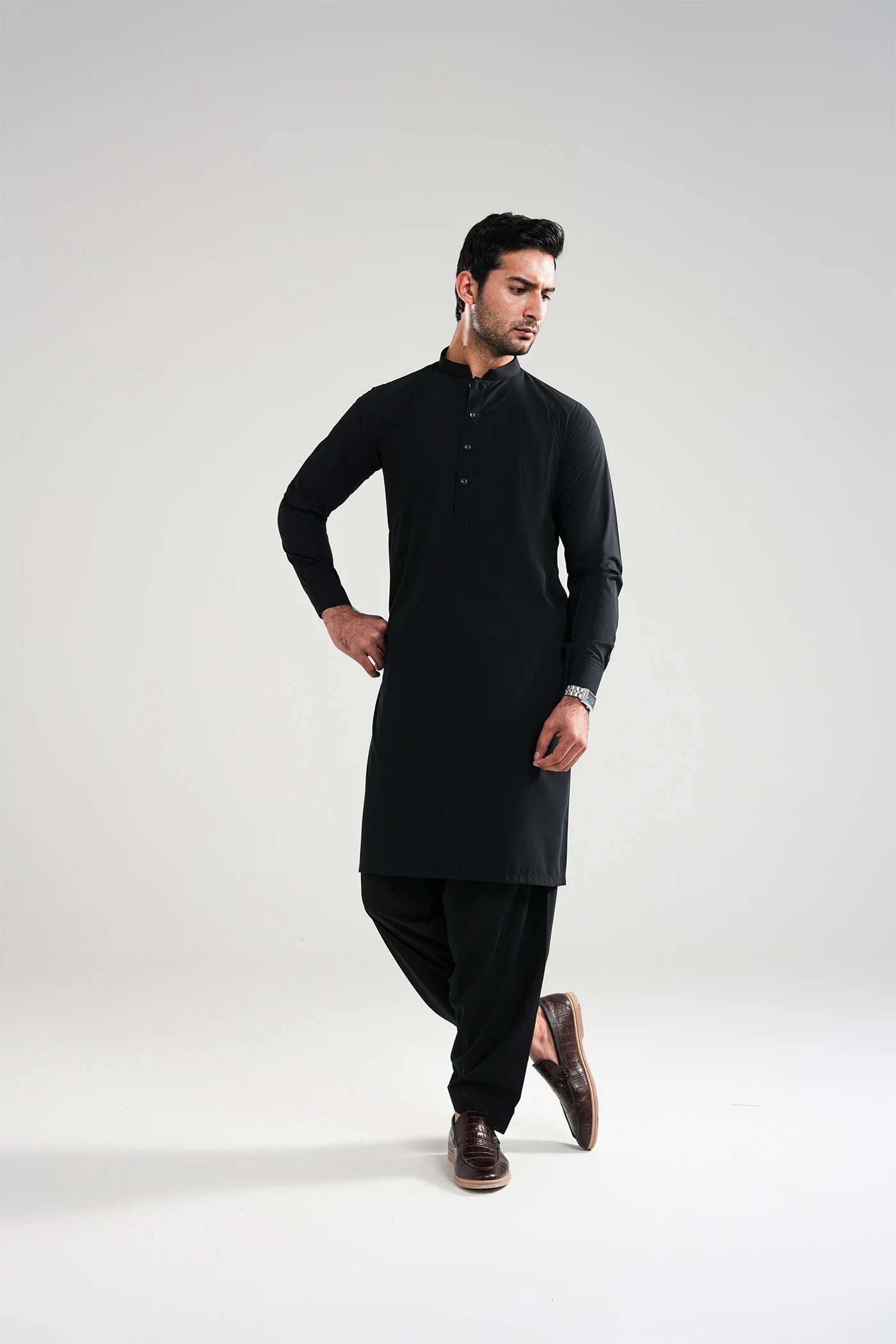 Black Satpara Summer Wash & Wear Shalwar Kameez - Image 2