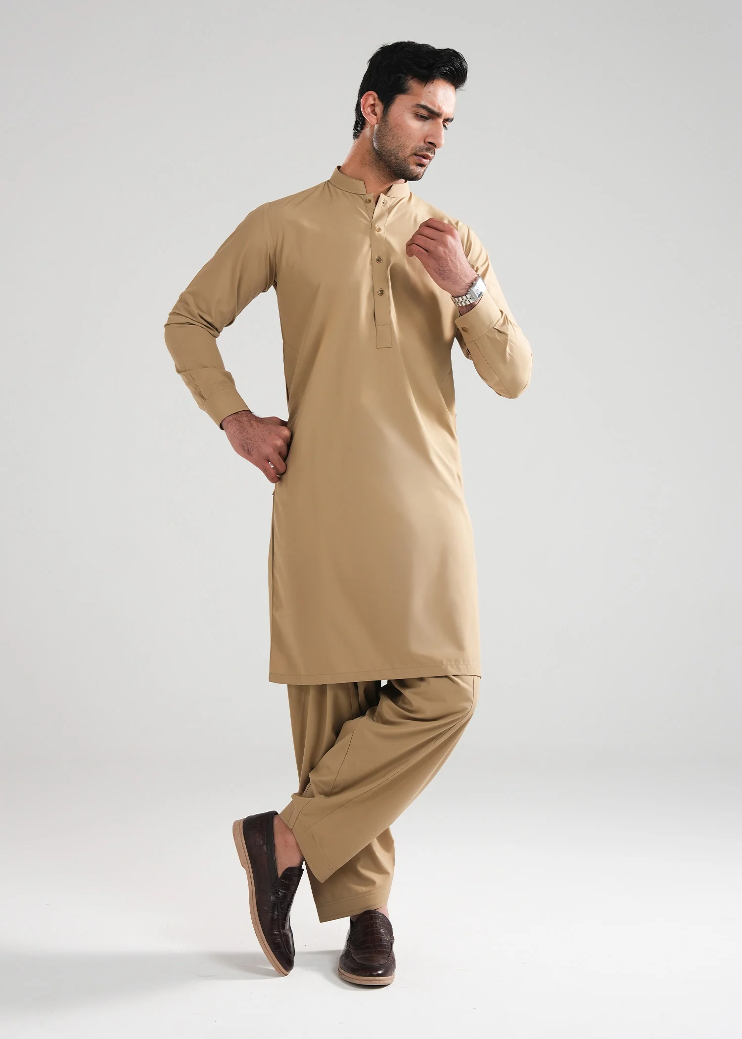 Burnished Gold Satpara Summer Wash & Wear Shalwar Kameez