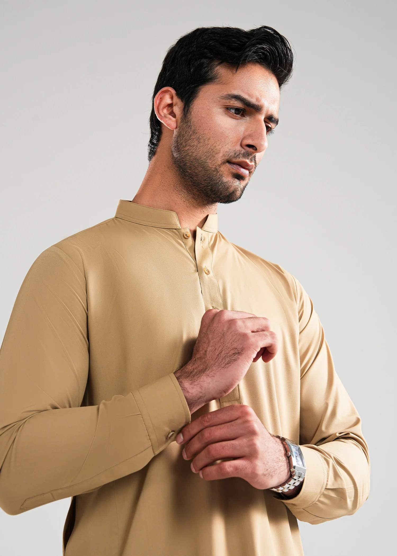 Burnished Gold Satpara Summer Wash & Wear Shalwar Kameez - Image 3