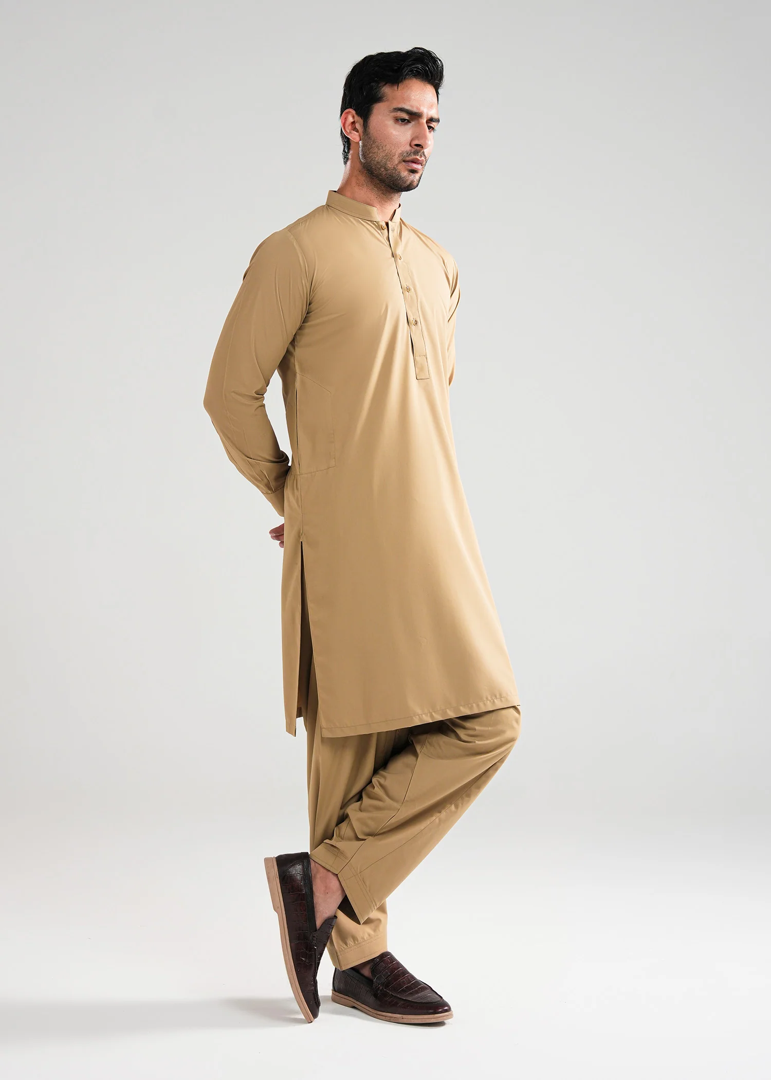 Burnished Gold Satpara Summer Wash & Wear Shalwar Kameez - Image 4
