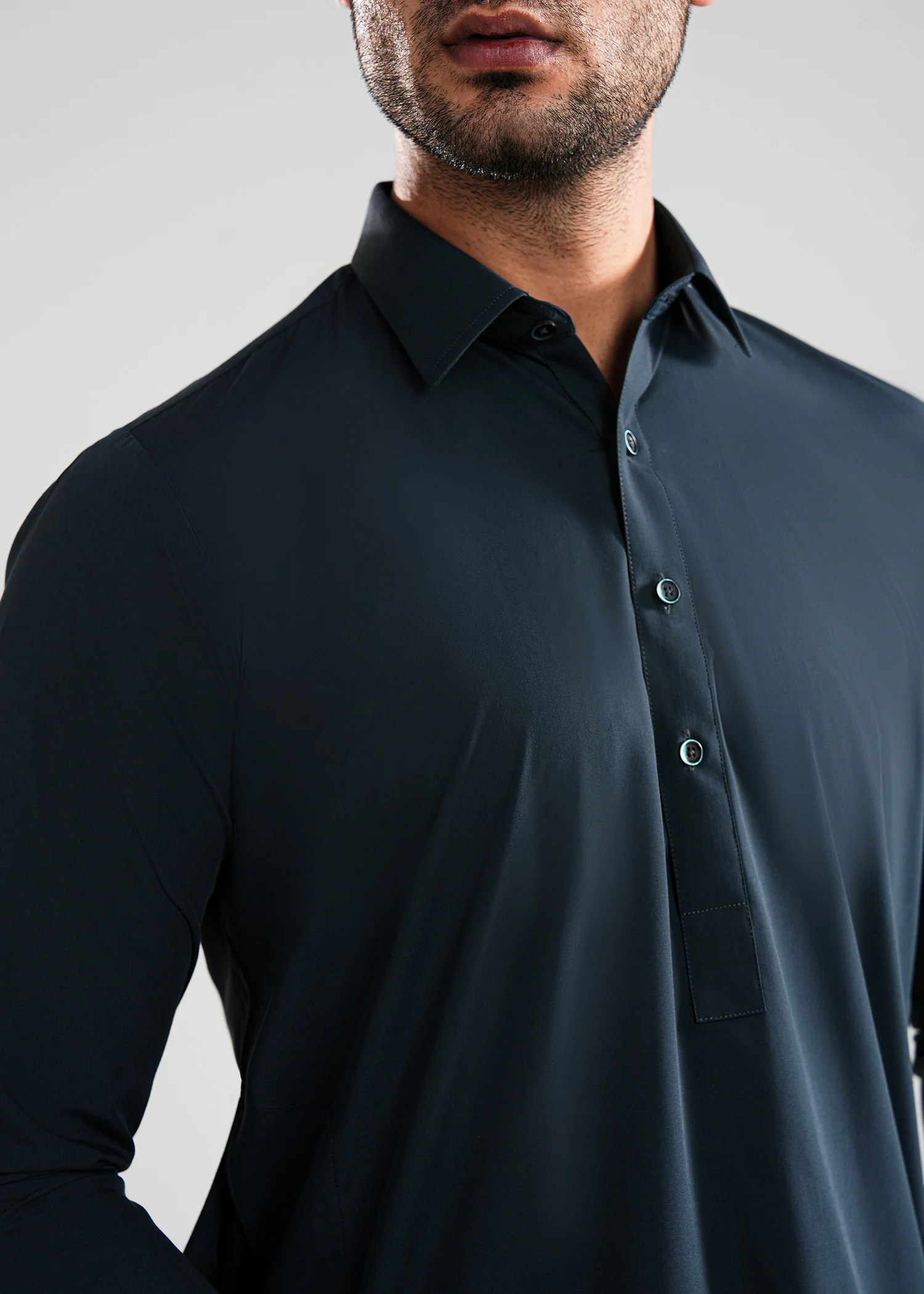 Charcoal Grey Satpara Summer Wash & Wear Shalwar Kameez - Image 2
