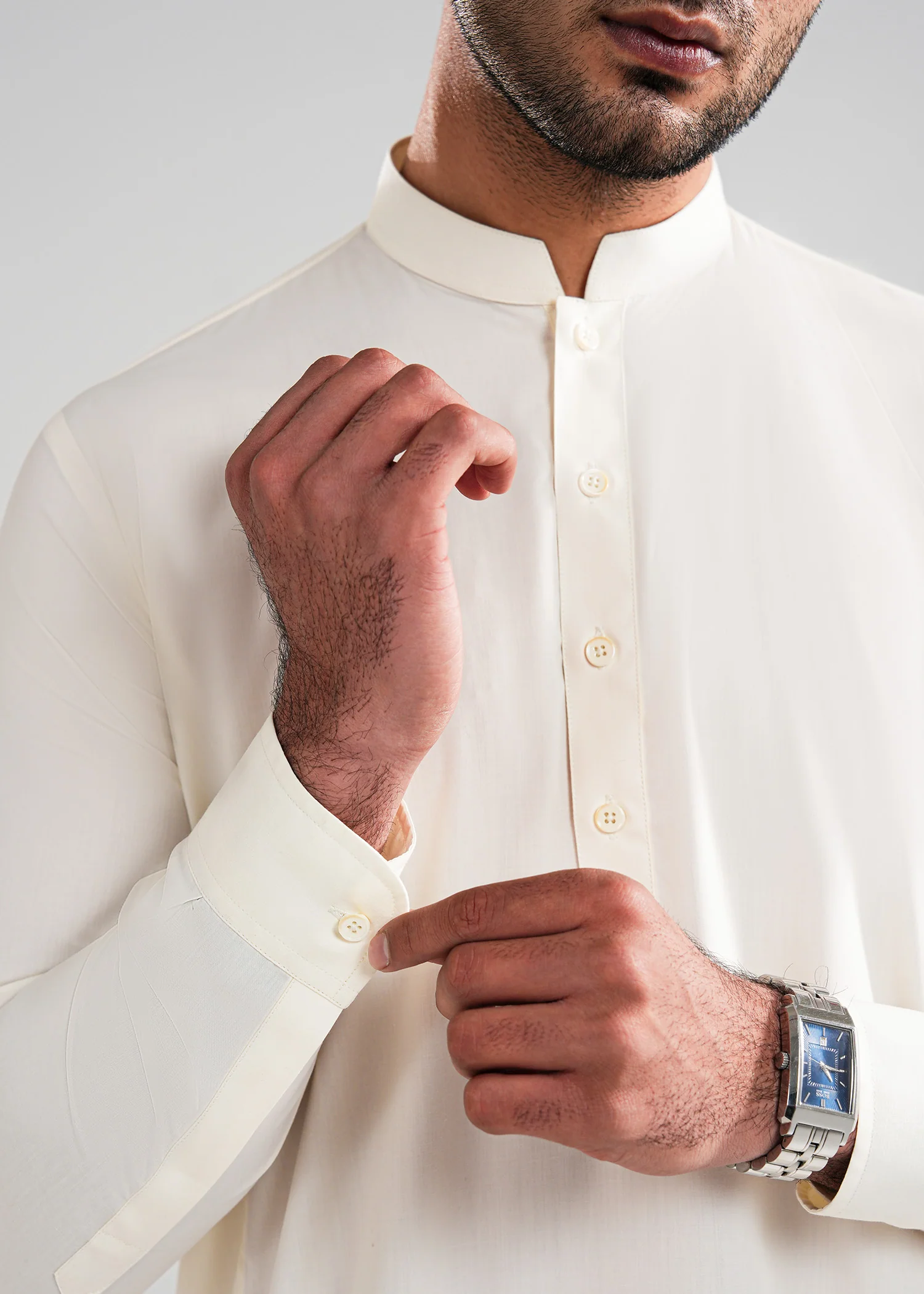 White Cream Satpara Summer Wash & Wear Shalwar Kameez - Image 2