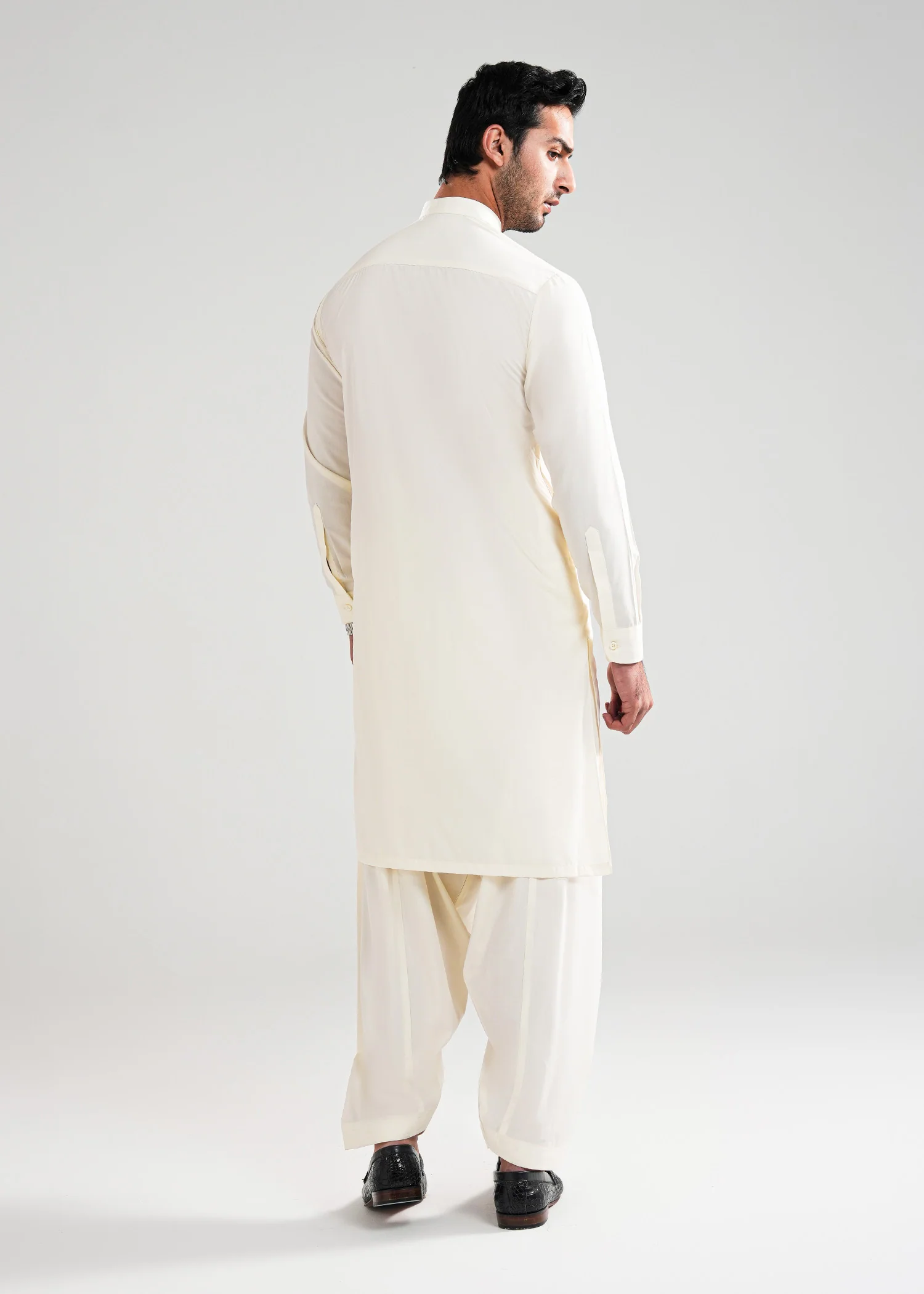 White Cream Satpara Summer Wash & Wear Shalwar Kameez - Image 4