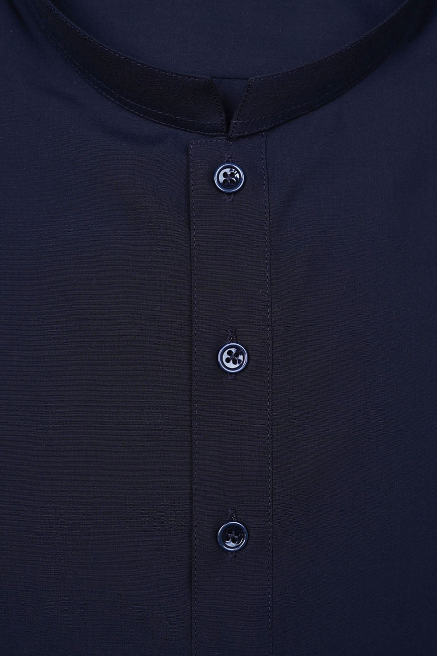 Dark Blue Satpara Summer Wash & Wear Shalwar Kameez - Image 3