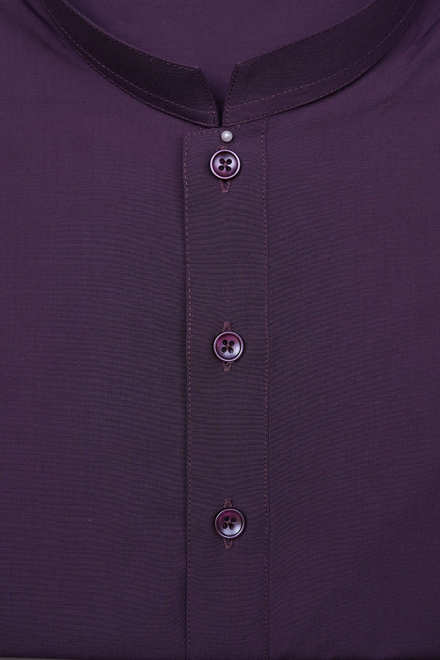 Dk Purple Satpara Summer Wash & Wear Shalwar Kameez - Image 3