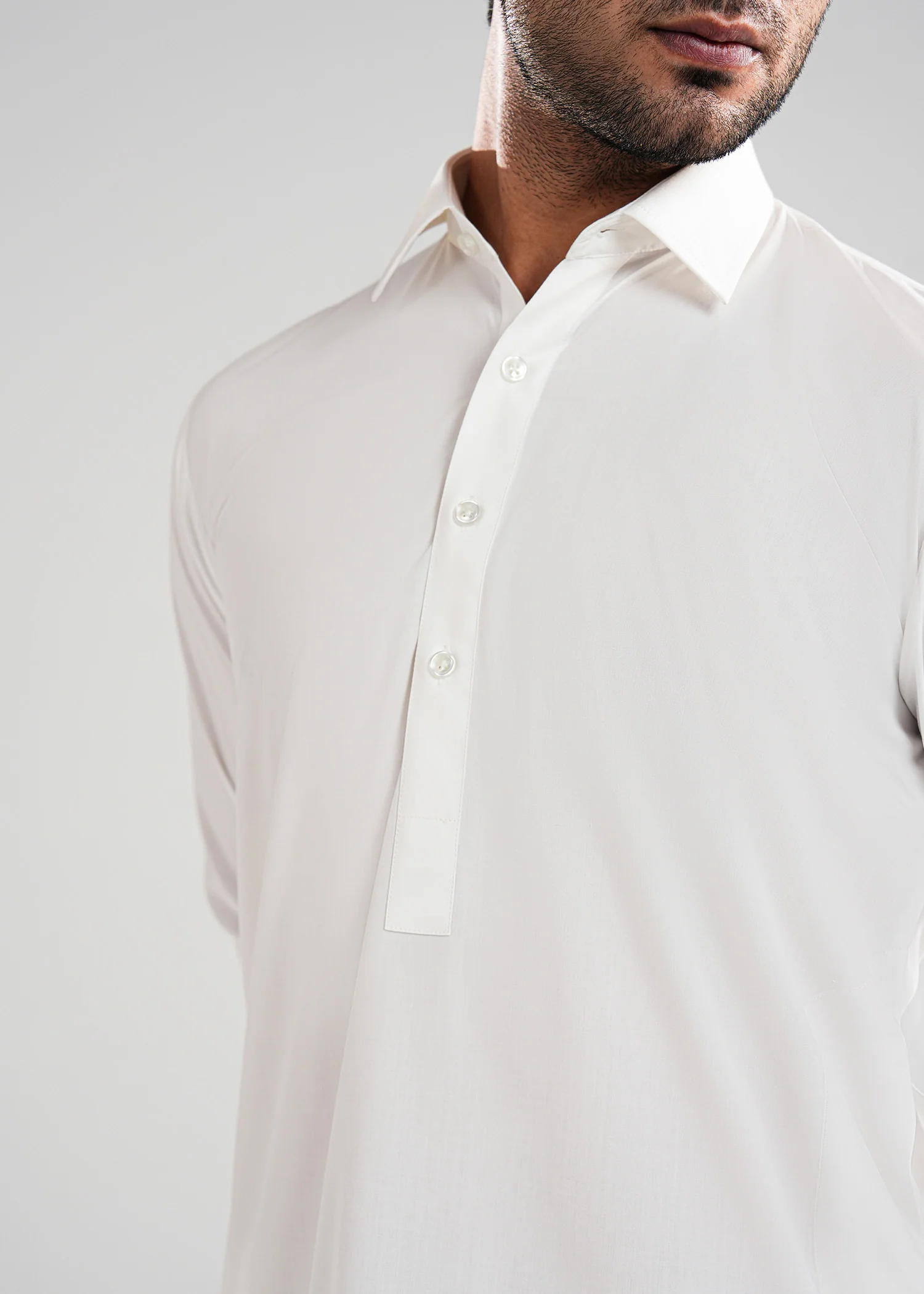 Off White Satpara Summer Wash & Wear Shalwar Kameez - Image 2