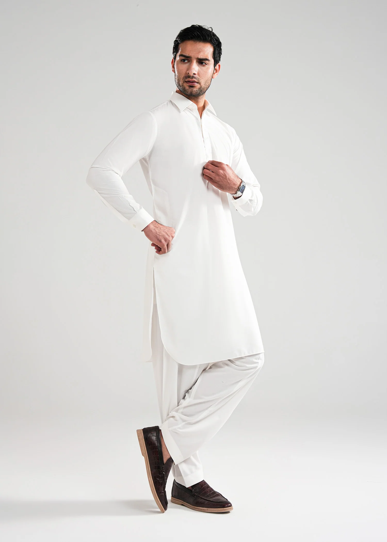 Off White Satpara Summer Wash & Wear Shalwar Kameez - Image 3